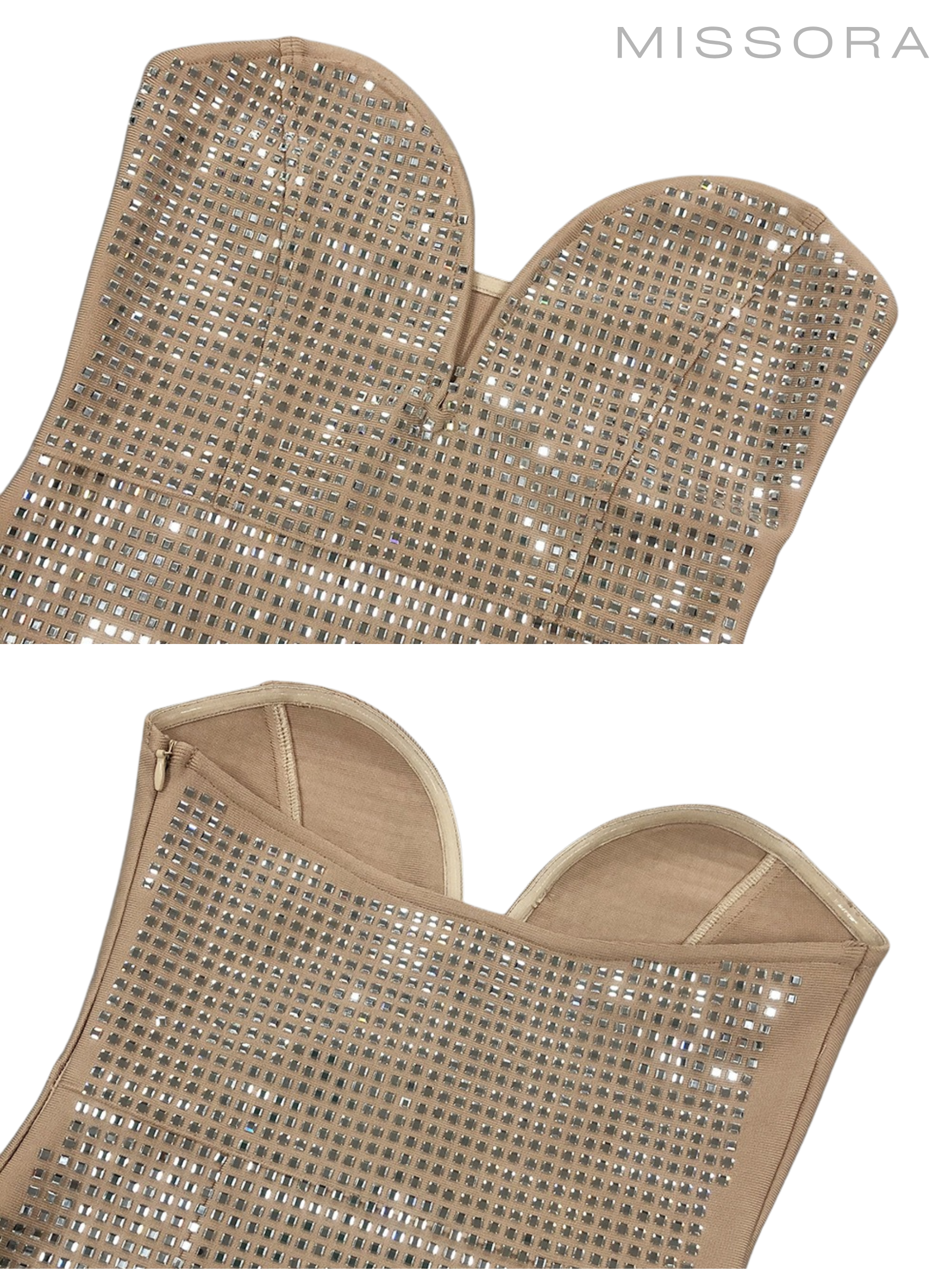 Bonnie Kristal İşlemeli Bandaj Maksi Elbise