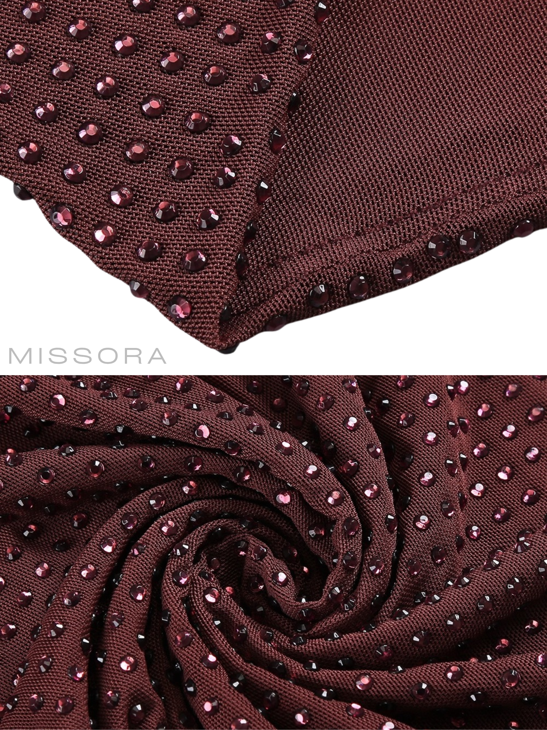 Nyla Sırtı Açık Işıltılı Uzun Kol Mini Elbise