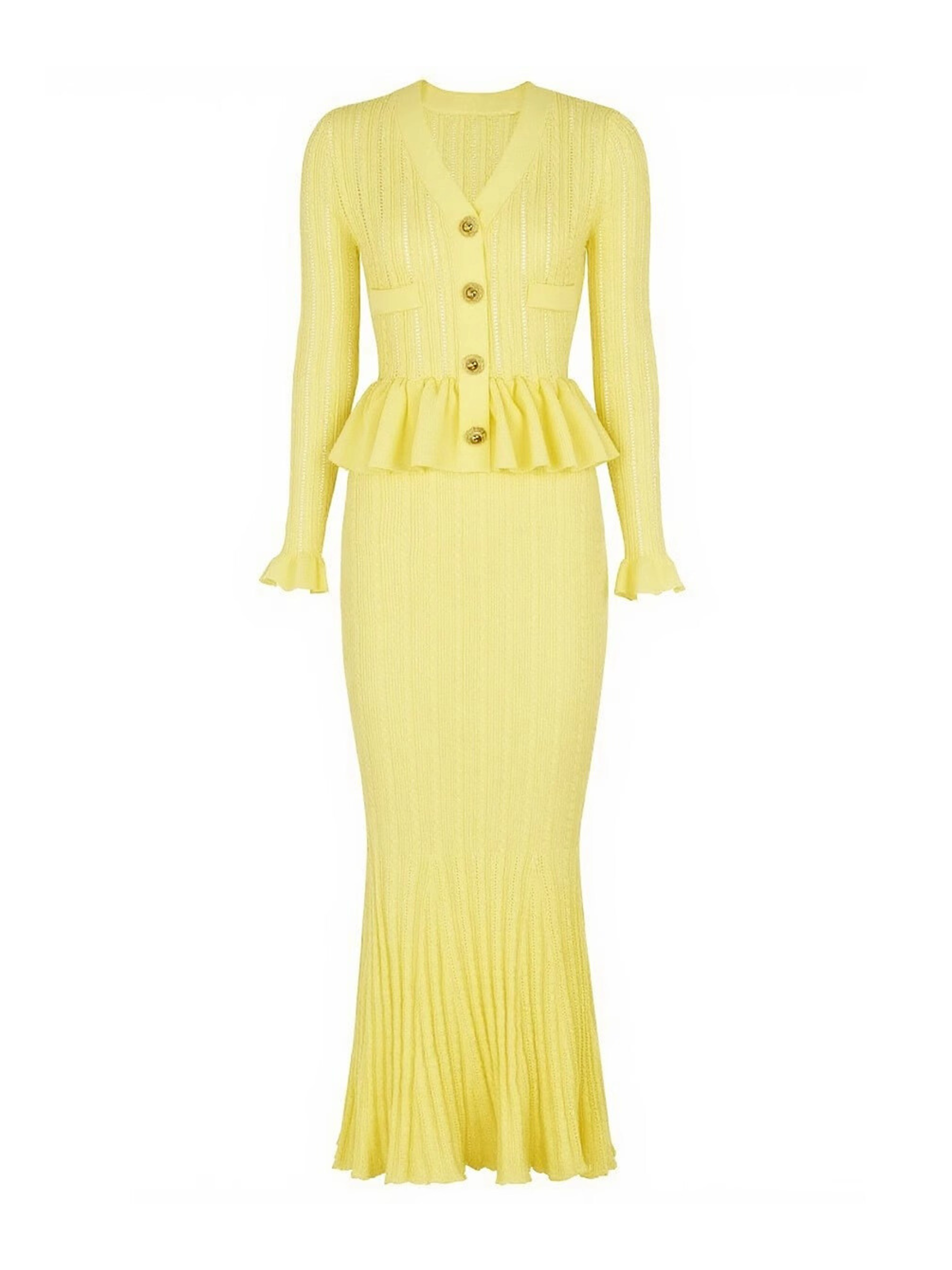 Armoni Örgü V Yaka Balık Elbise