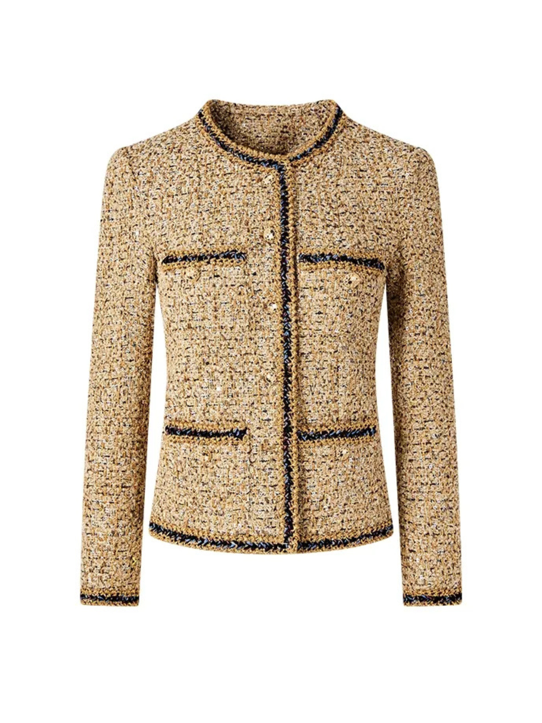 Keyanna Altın Dokulu Tweed Ceket & Şort Takım