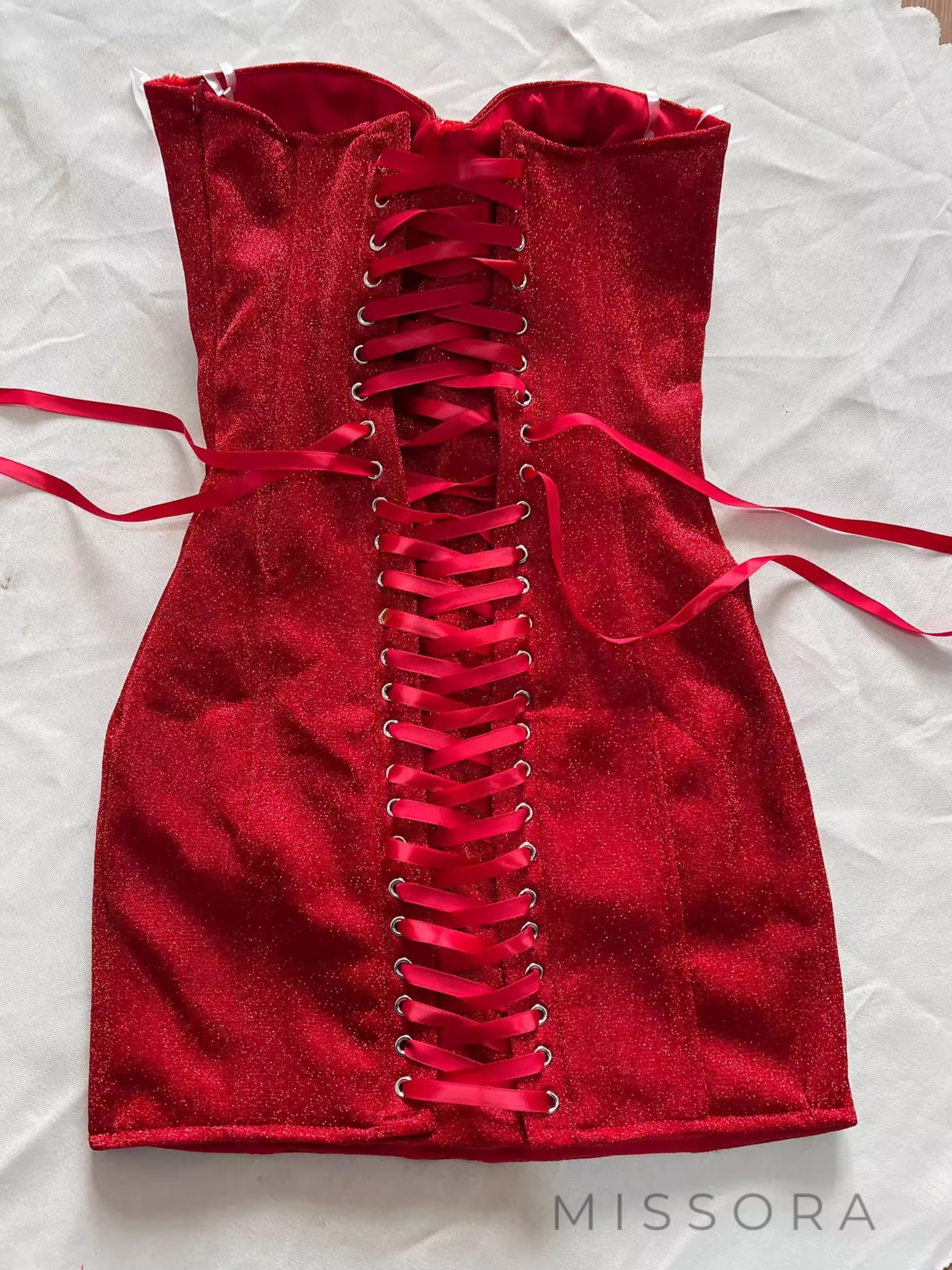 Divya Straplez Işıltılı Mini Elbise