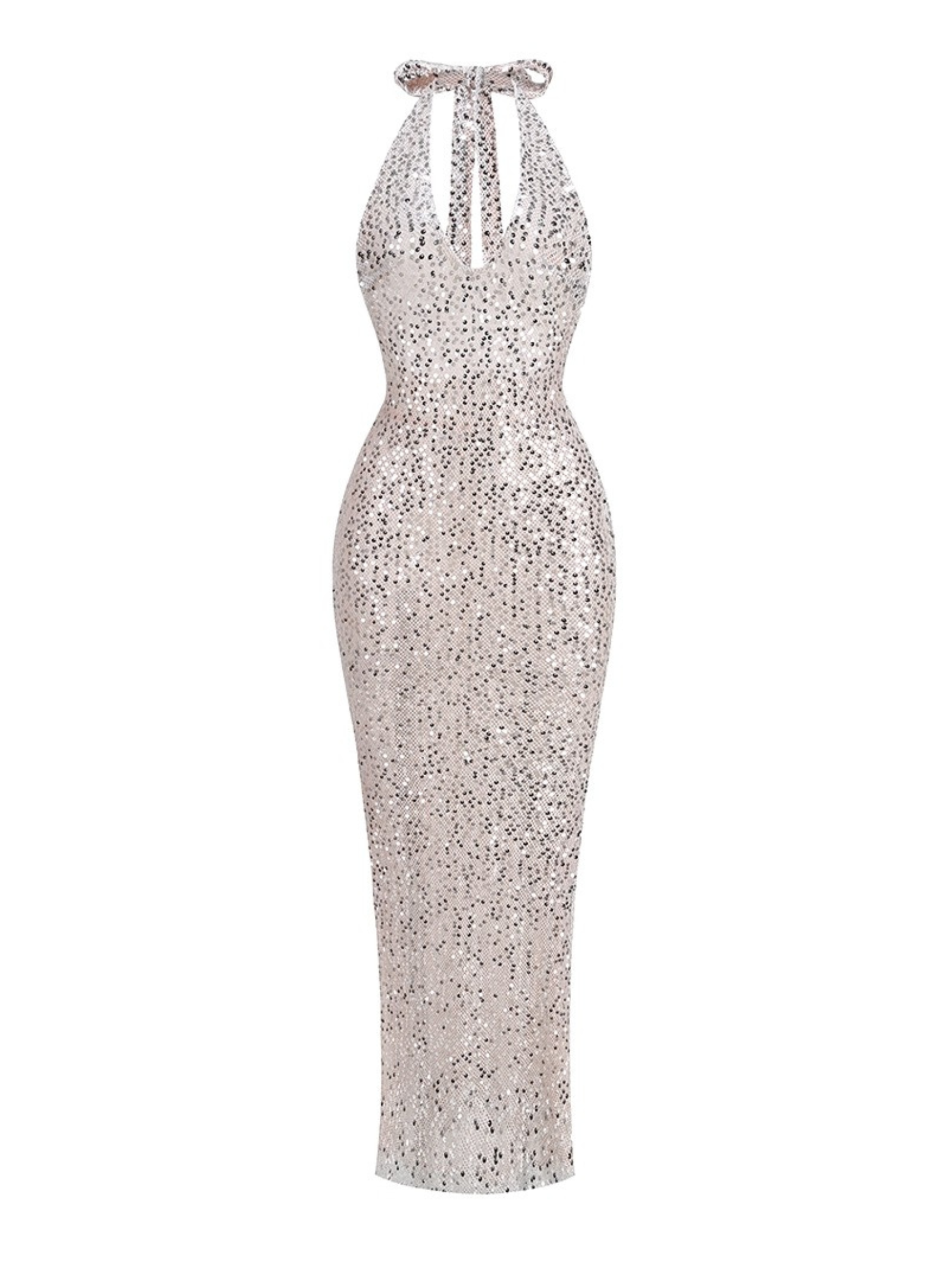 Clare Işıltılı Transparan Maksi Elbise