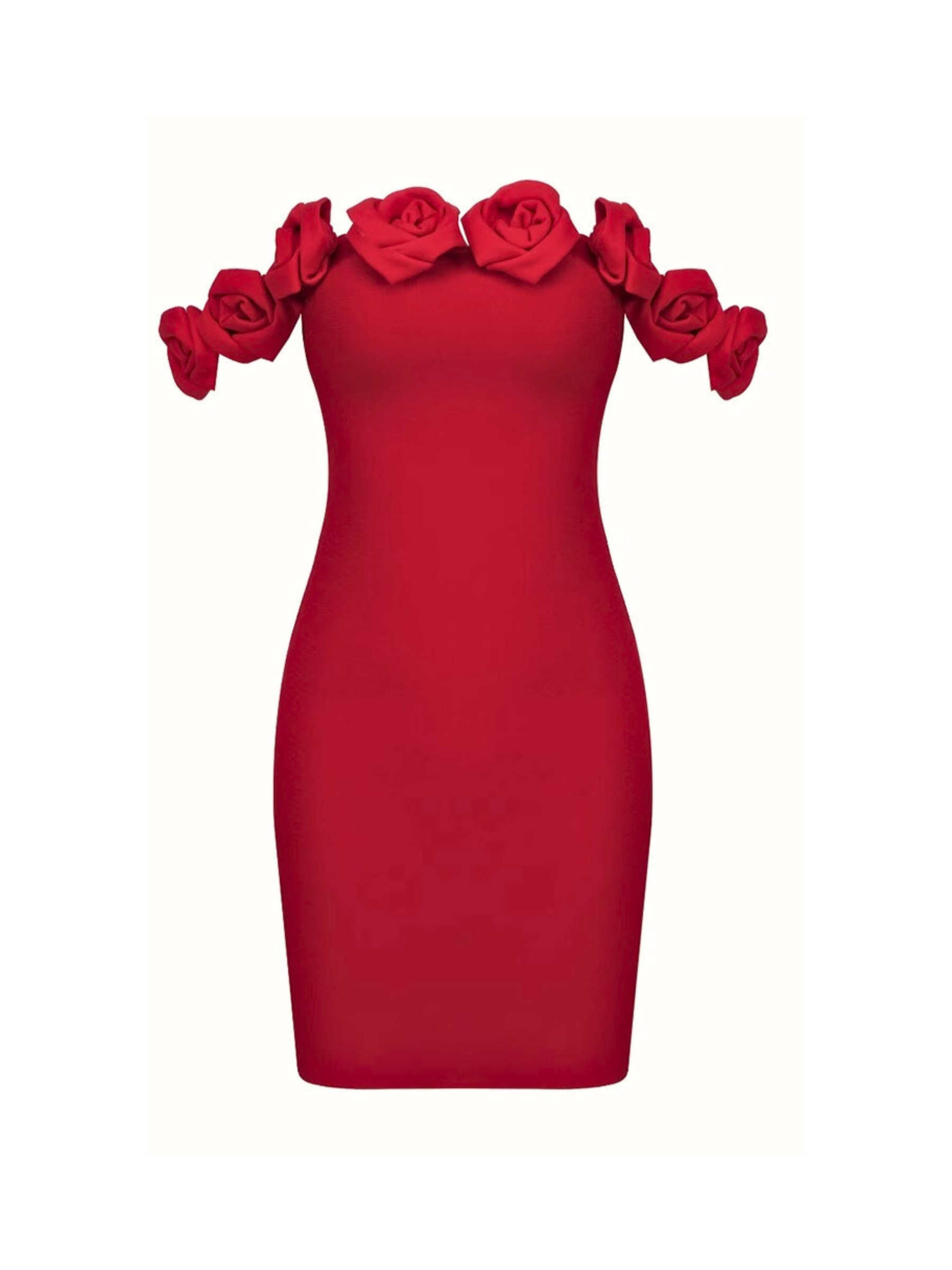 Lively Gül Detaylı Düşük Omuz Mini Elbise