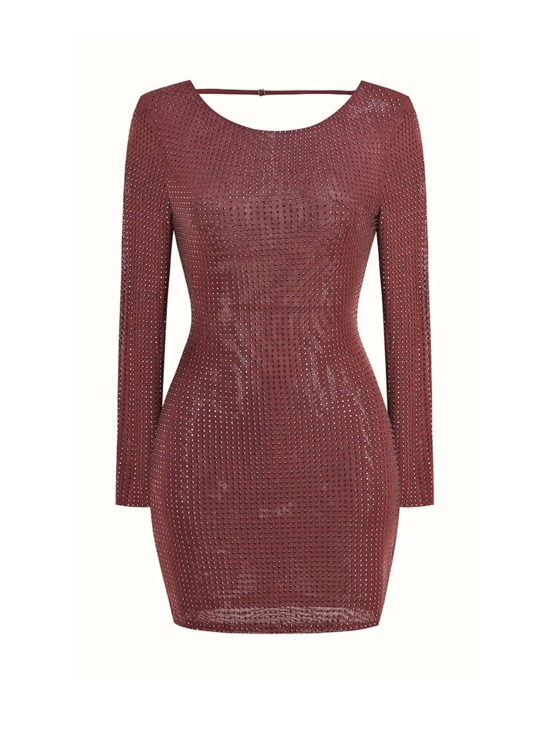 Nyla Sırtı Açık Işıltılı Uzun Kol Mini Elbise