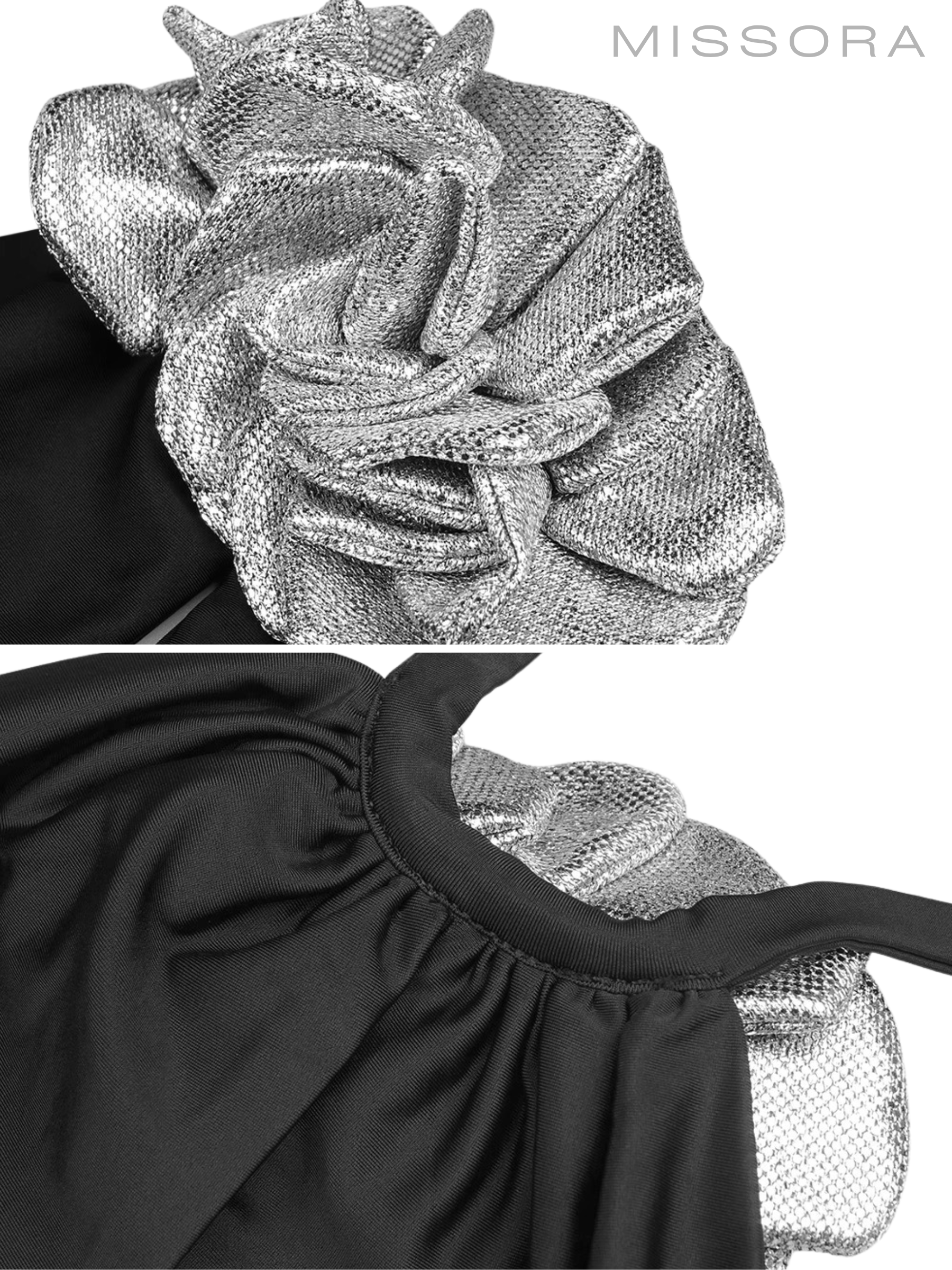 Aurianna Çiçek Detaylı Eldivenli Maxi Elbise