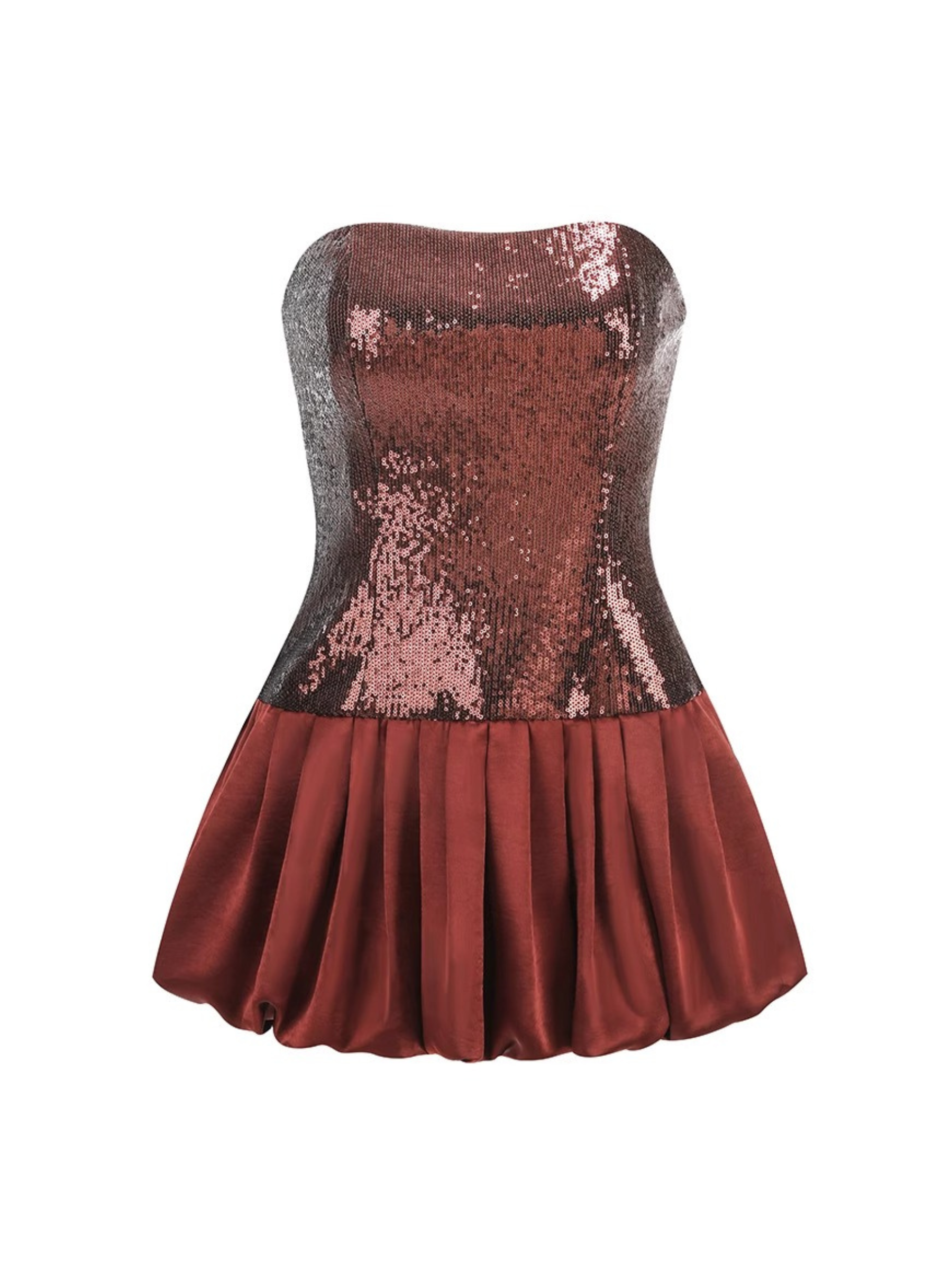 Evangelina Straplez Payetli Mini Elbise