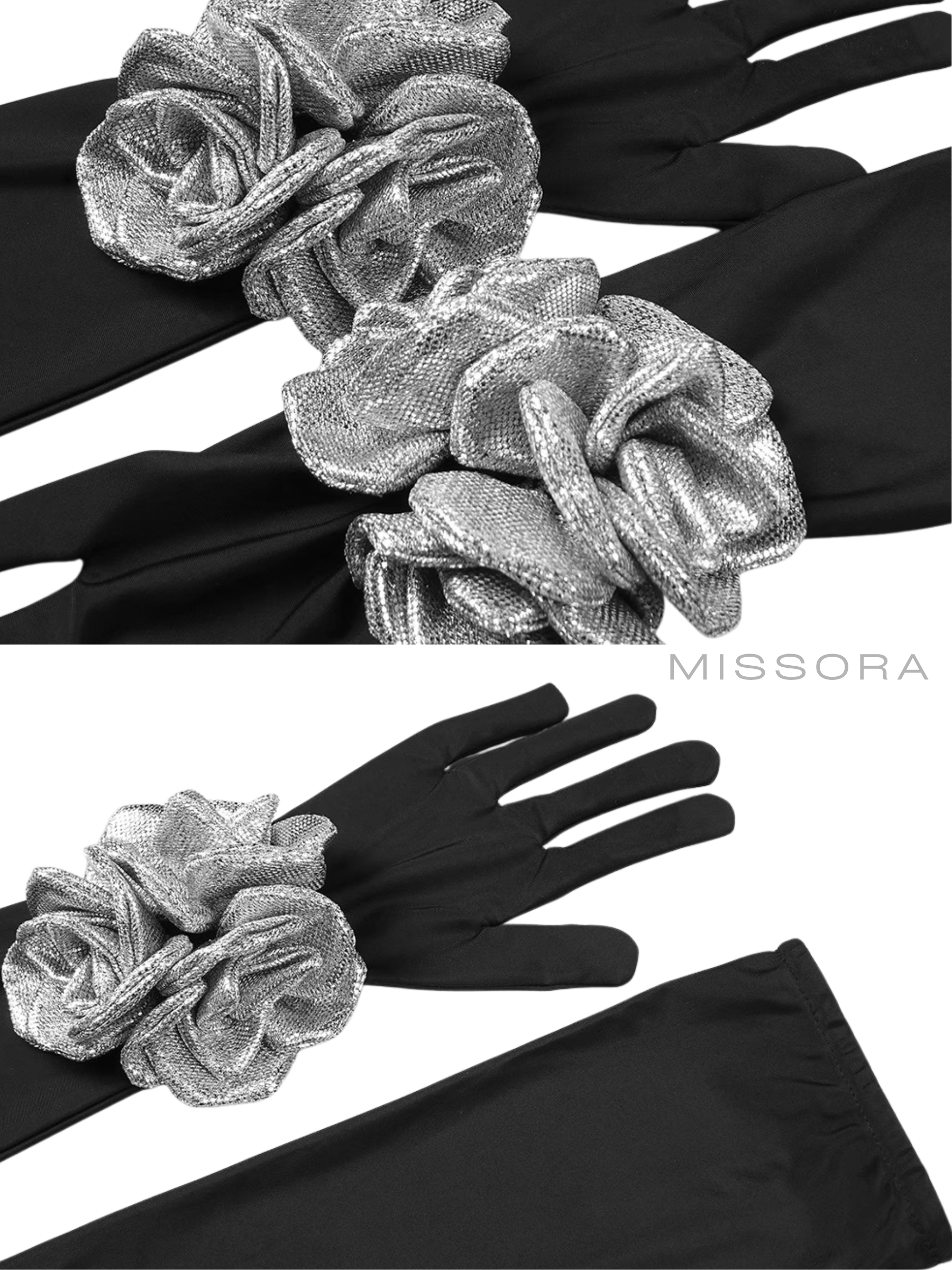 Aurianna Çiçek Detaylı Eldivenli Maxi Elbise