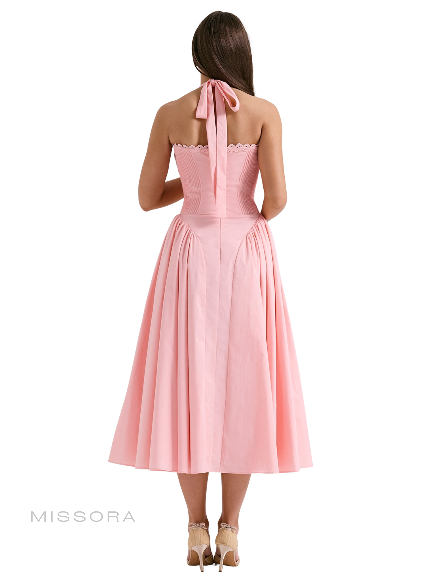 Kenzli Halter Midi Elbise - Pembe