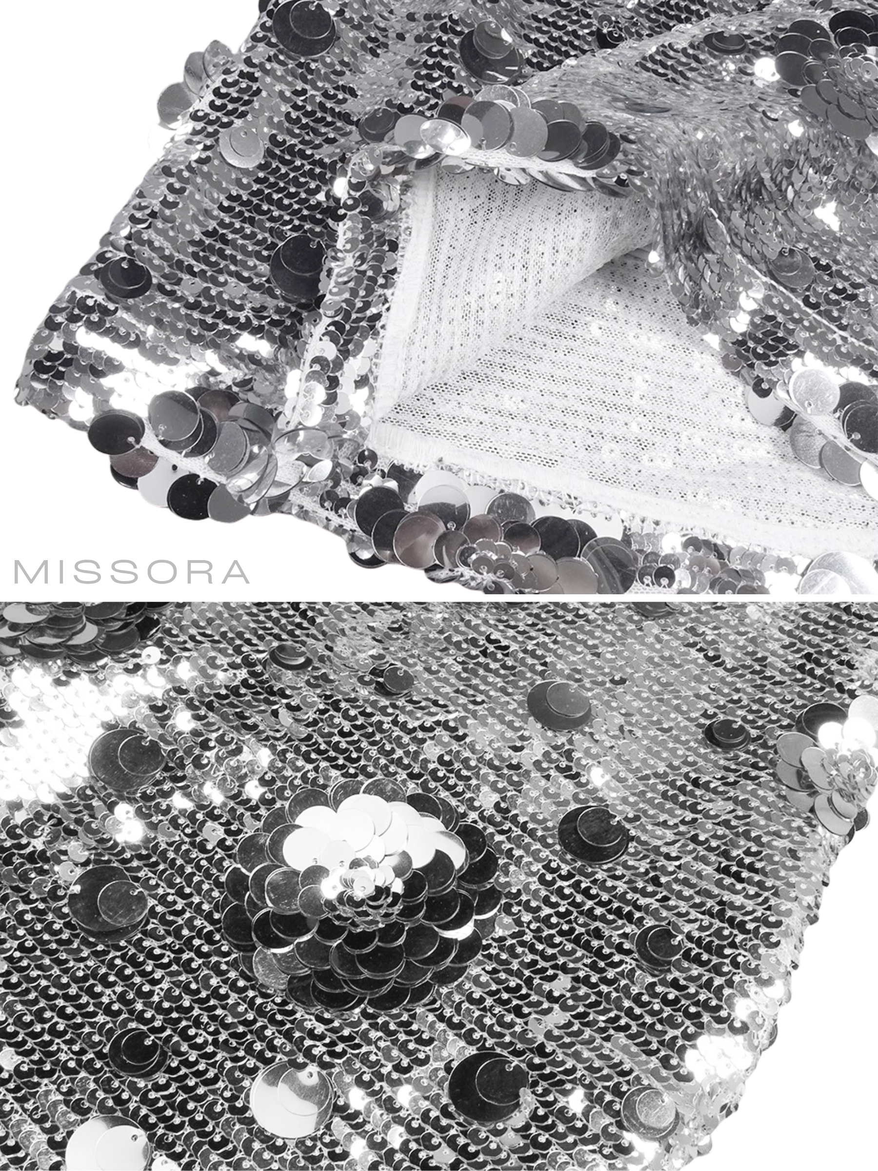 Denisse Gümüş Payetli Askılı Maksi Elbise