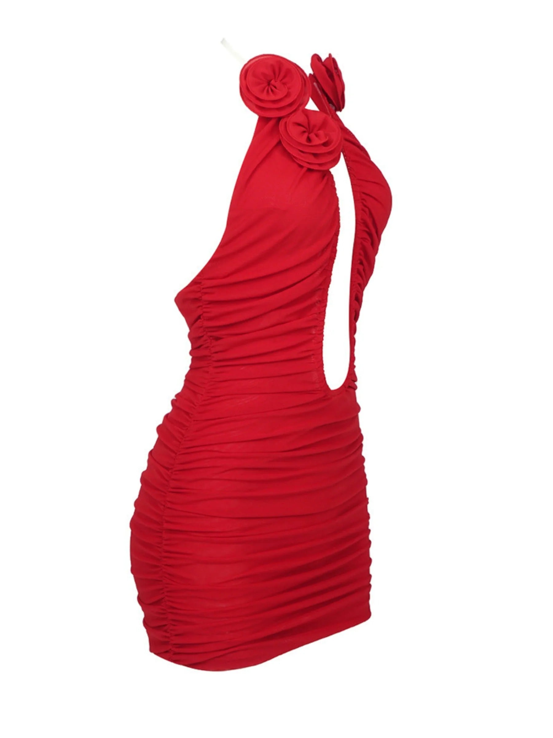 Scarlet Çiçek İşlemeli Dekolteli Mini Elbise