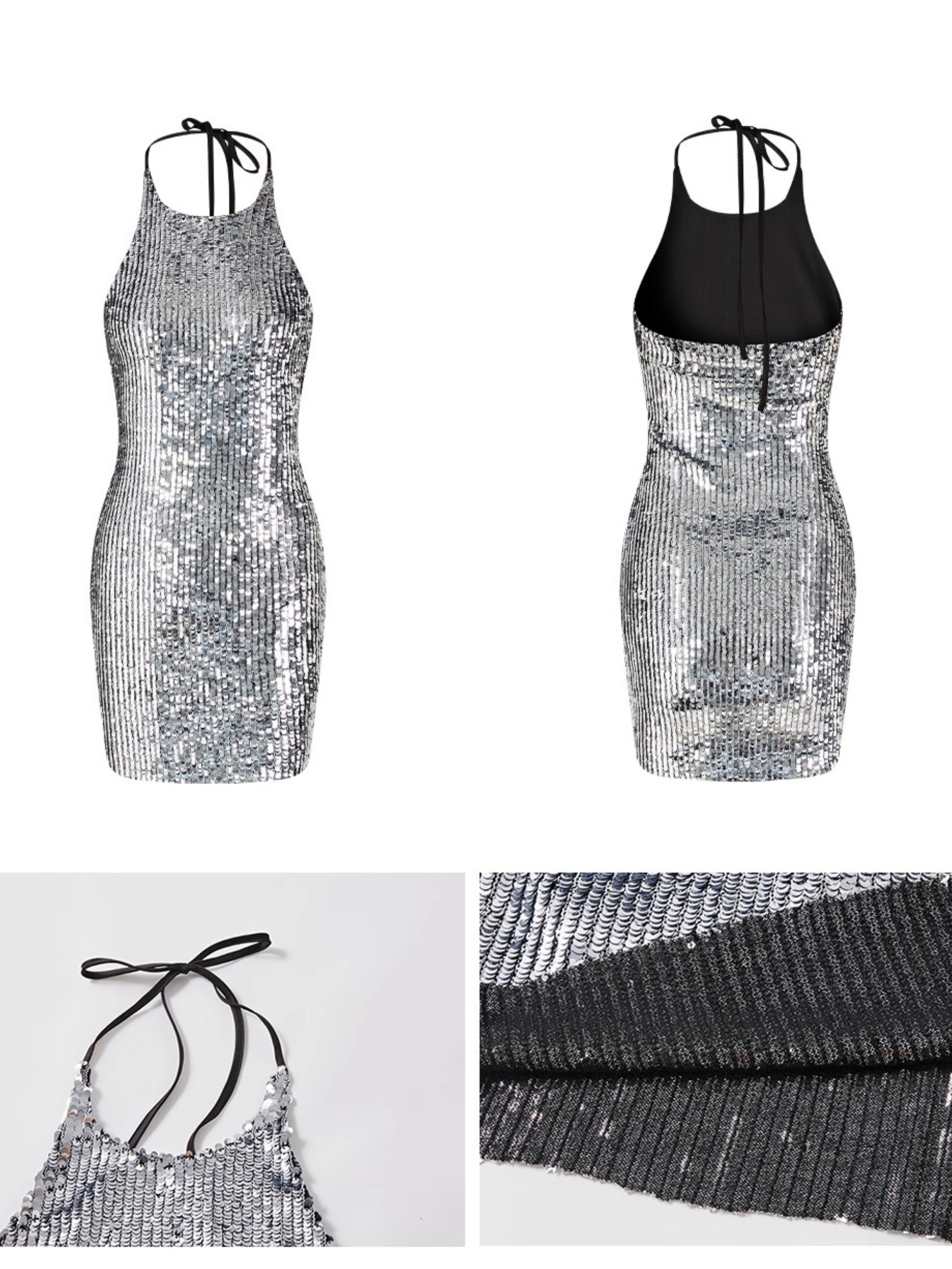 Pandora Payetli Halter Mini Elbise