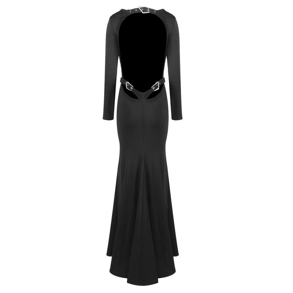 Deja Sırt Dekolteli Maksi Elbise