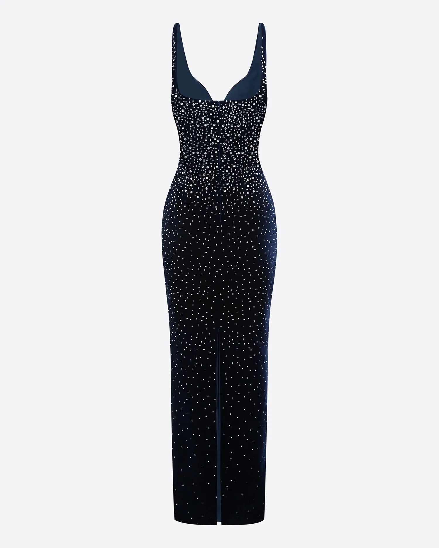 Alena Taş İşlemeli Kalp Yaka Maksi Elbise