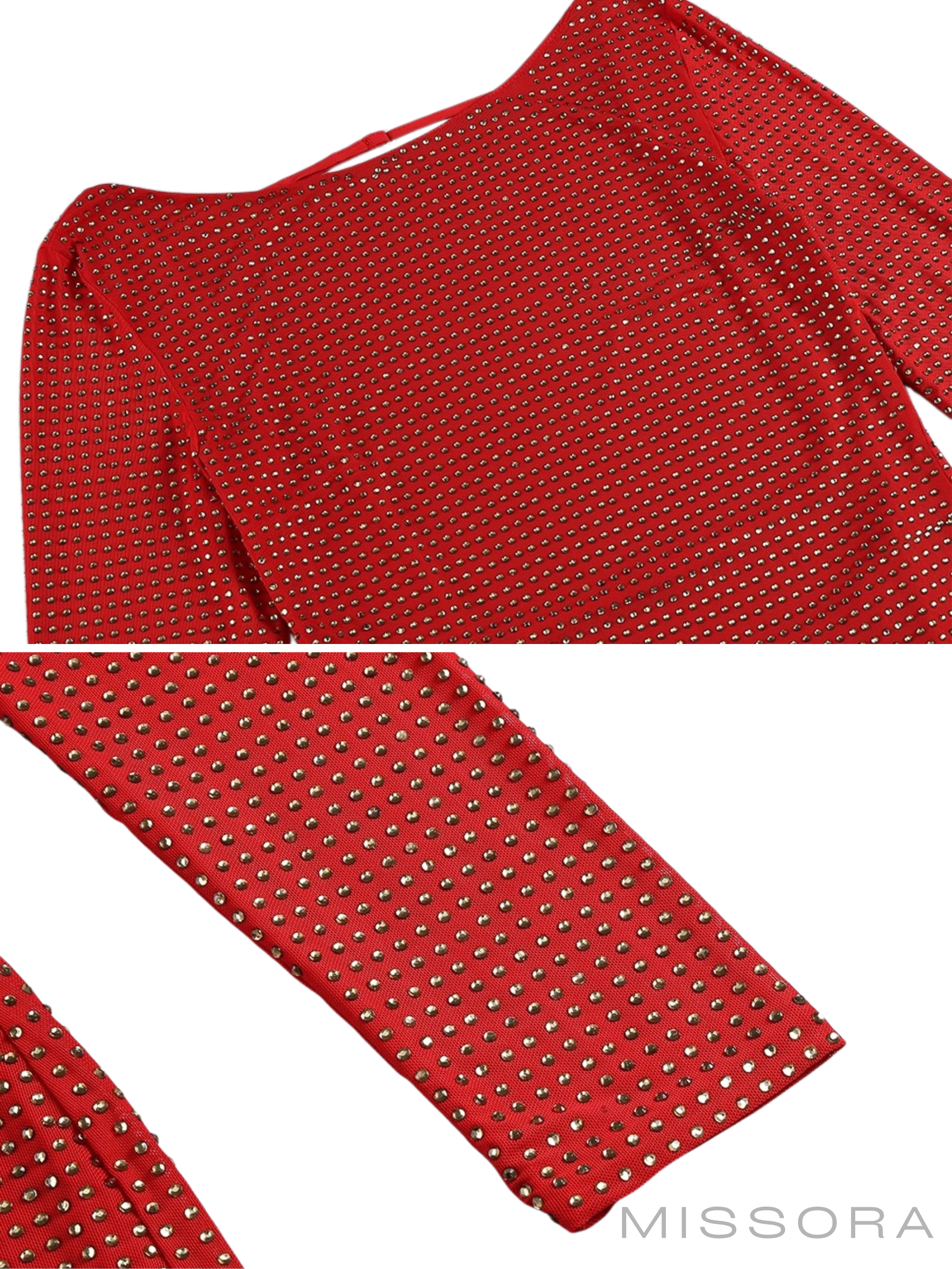 Nyla Sırtı Açık Işıltılı Uzun Kol Mini Elbise