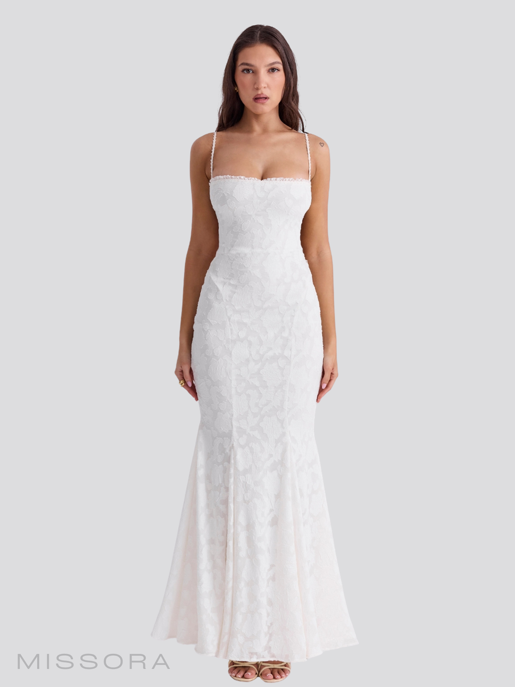 Ona Jakarlı Askılı Maksi Elbise