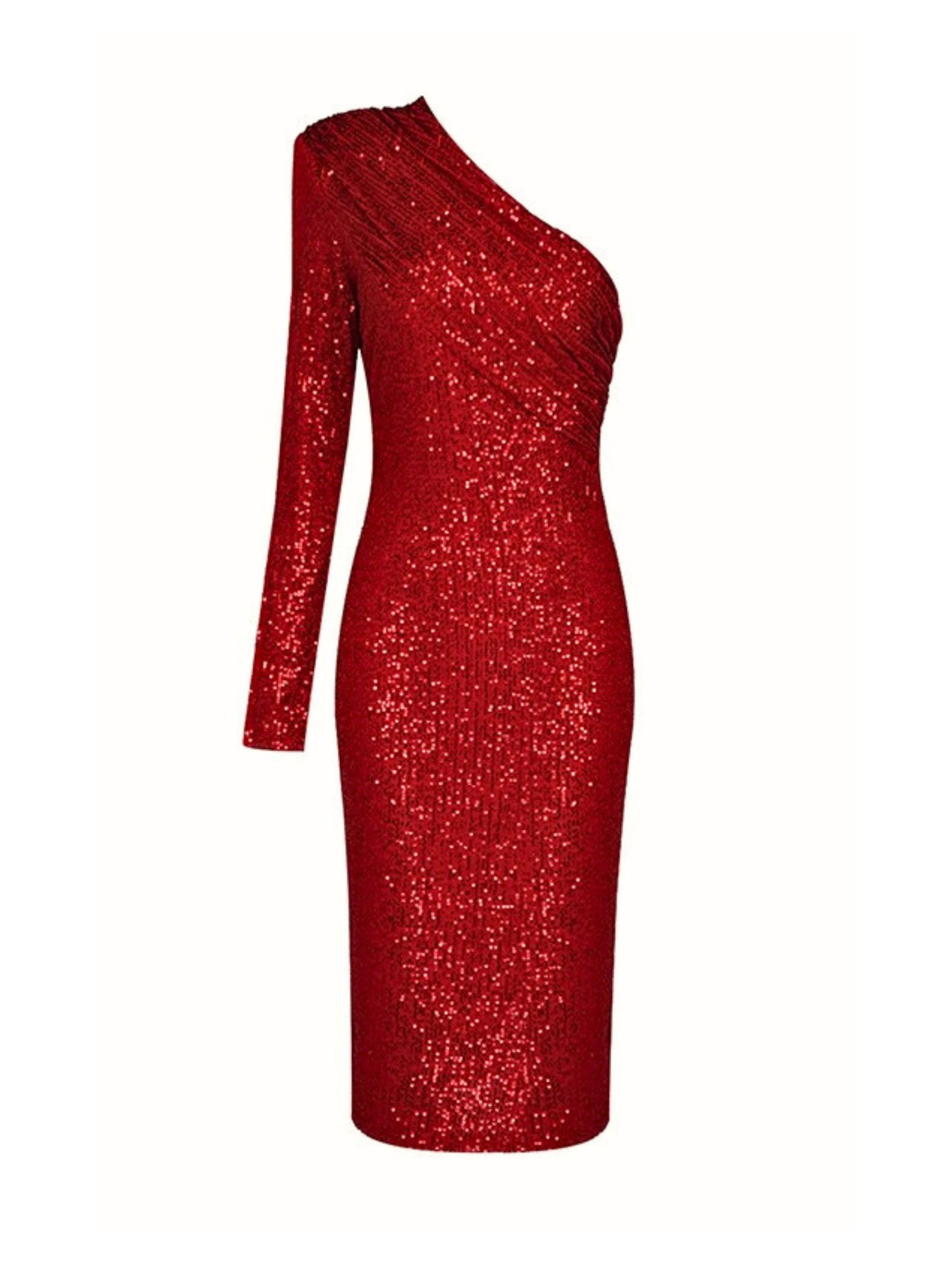 Maizie Payetli Tek Omuz Elbise