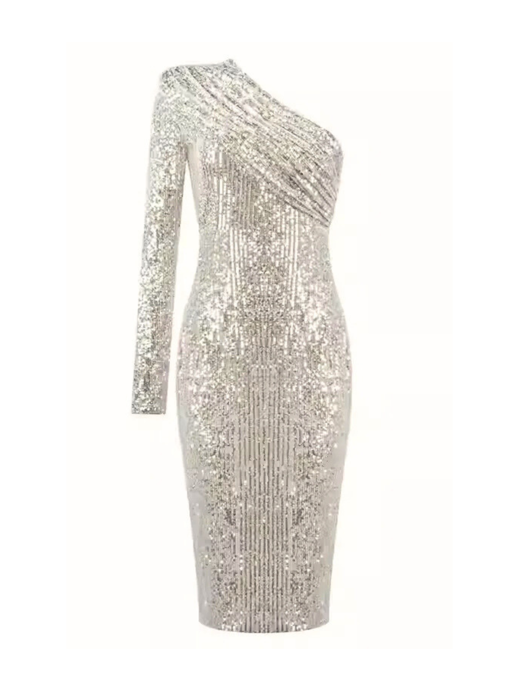Maizie Payetli Tek Omuz Elbise