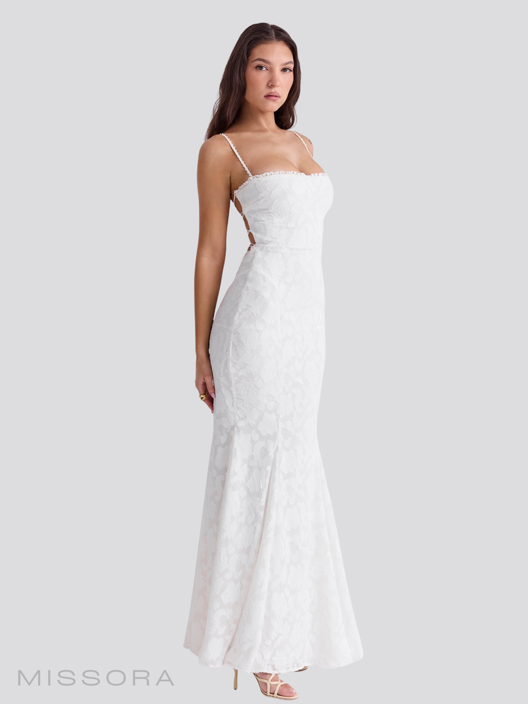 Ona Jakarlı Askılı Maksi Elbise