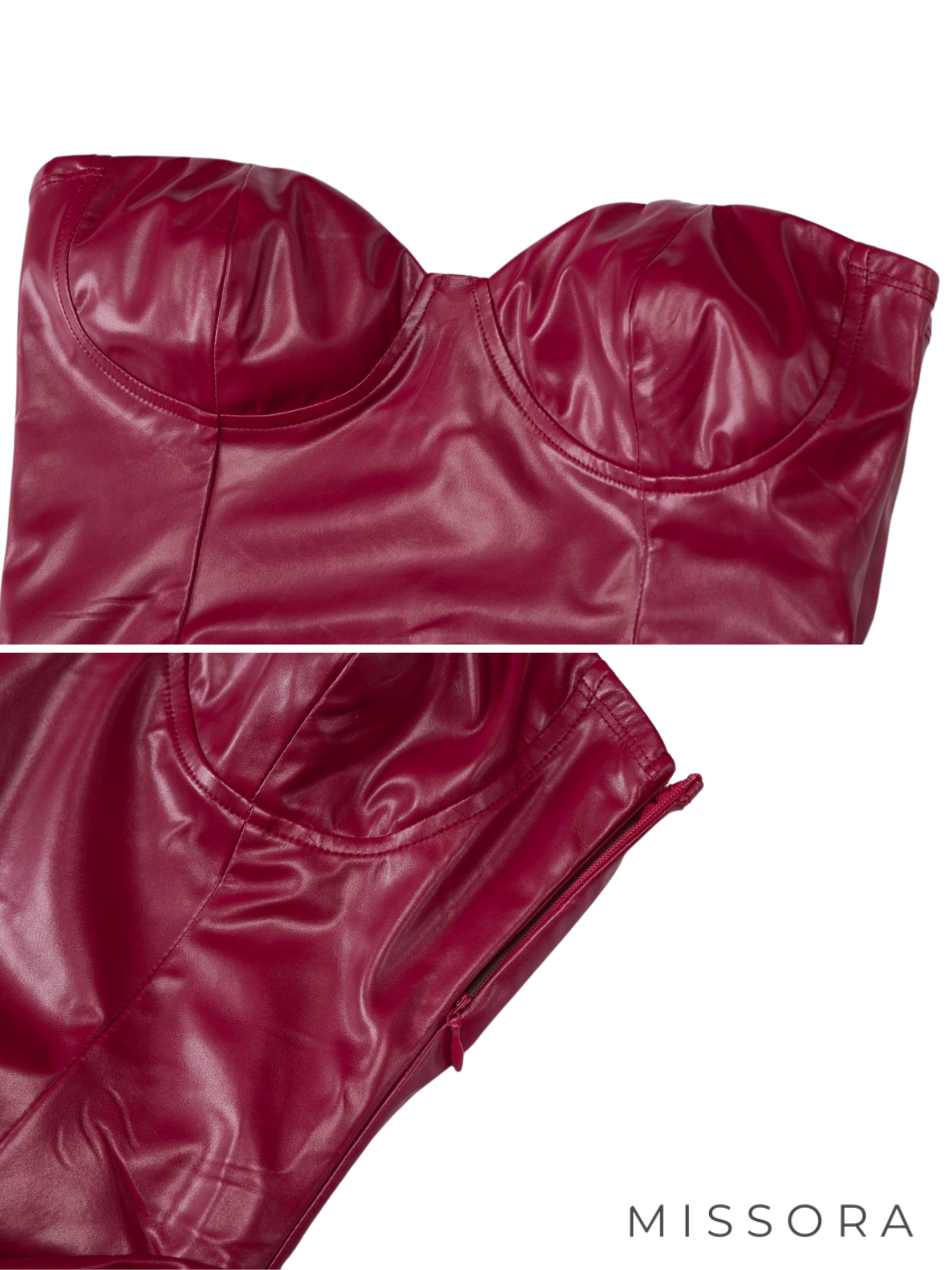 Leandra Deri Görünümlü Kalp Yaka Maksi Elbise