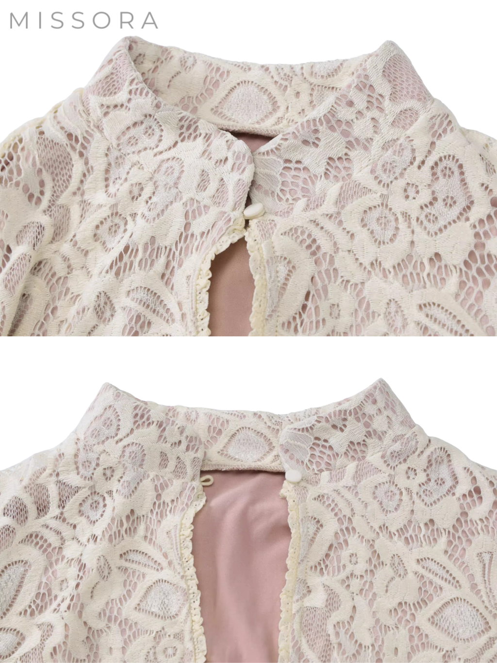 Saphire Dantel Mandarin Yaka Mini Elbise