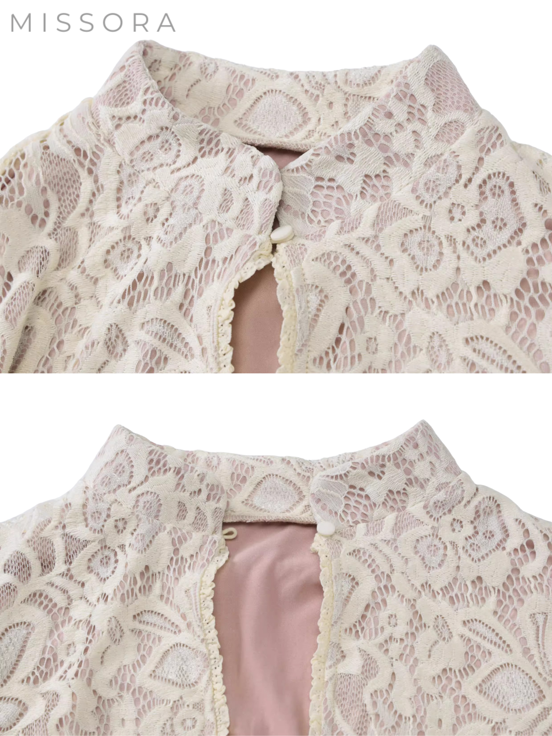 Saphire Dantel Mandarin Yaka Mini Elbise