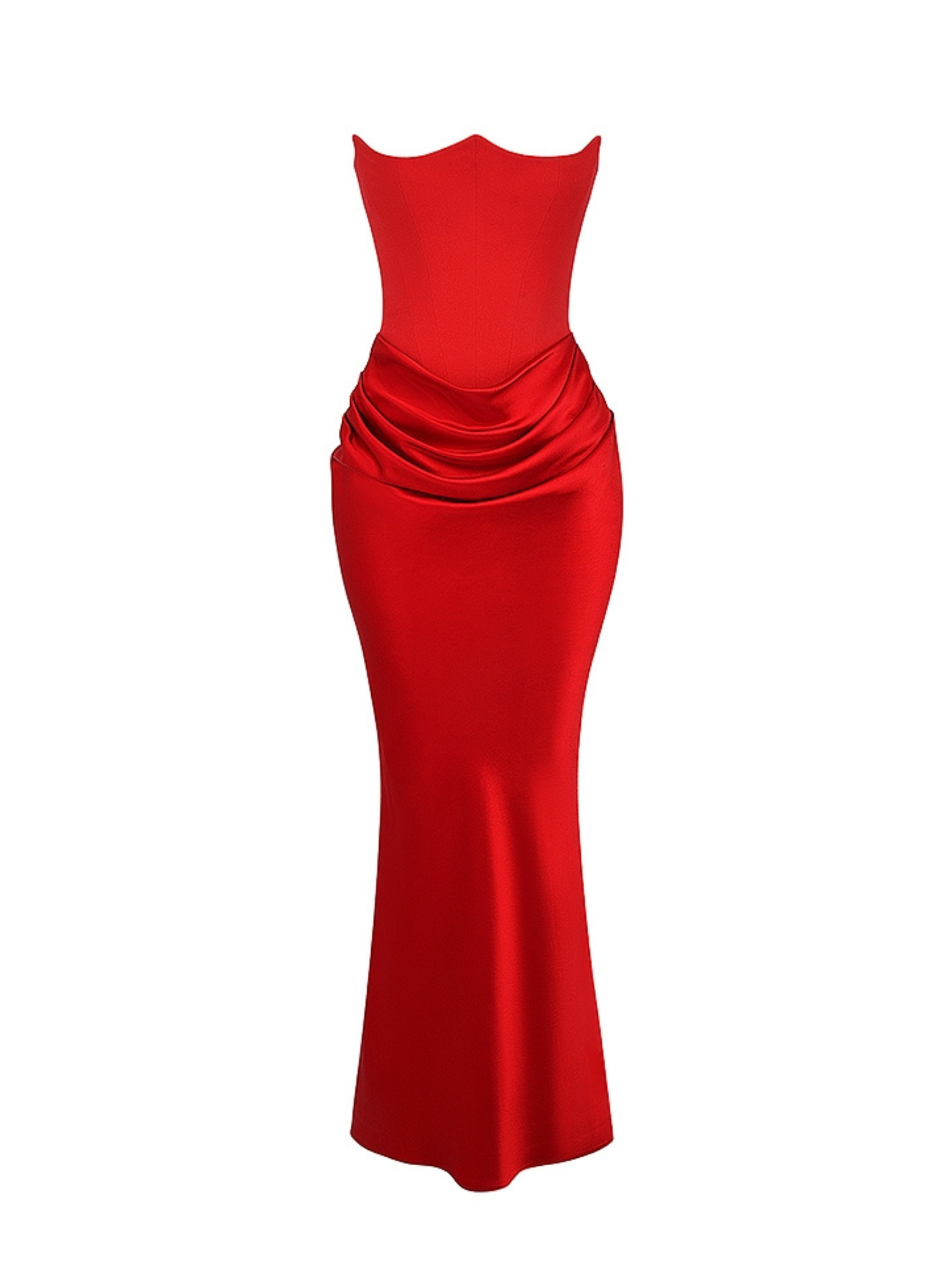 Zamari Saten Straplez Maksi Elbise