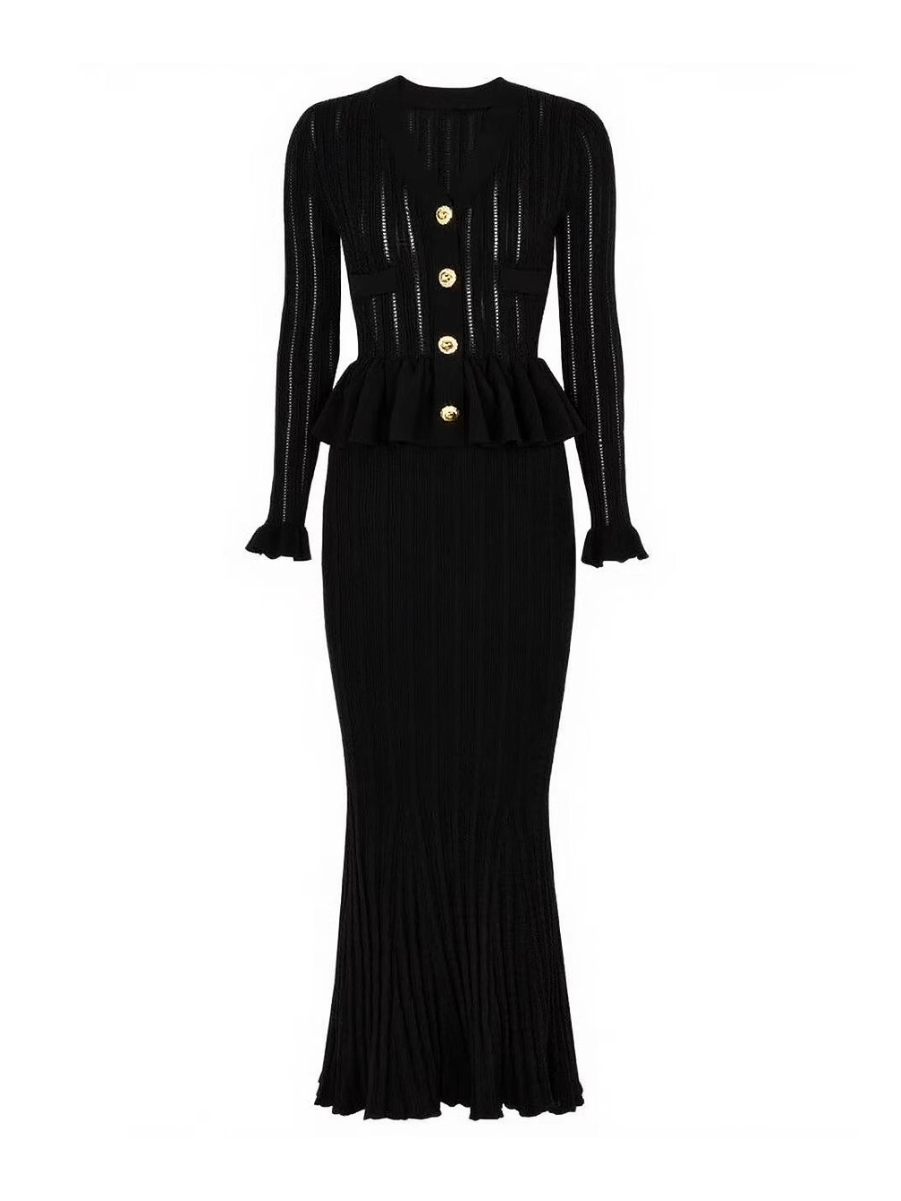 Armoni Örgü V Yaka Balık Elbise