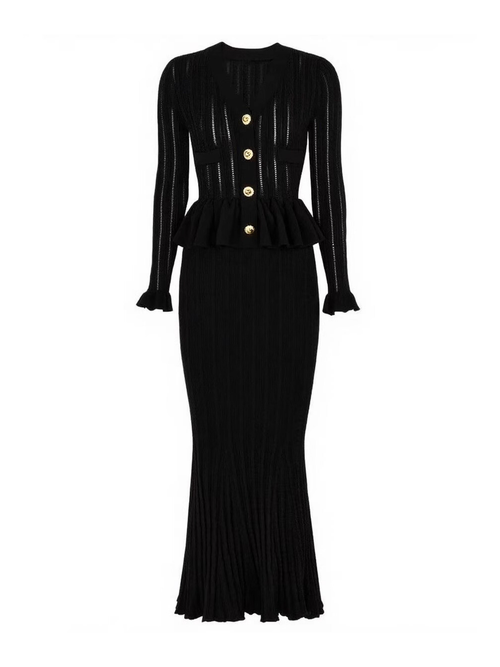 Armoni Örgü V Yaka Balık Elbise