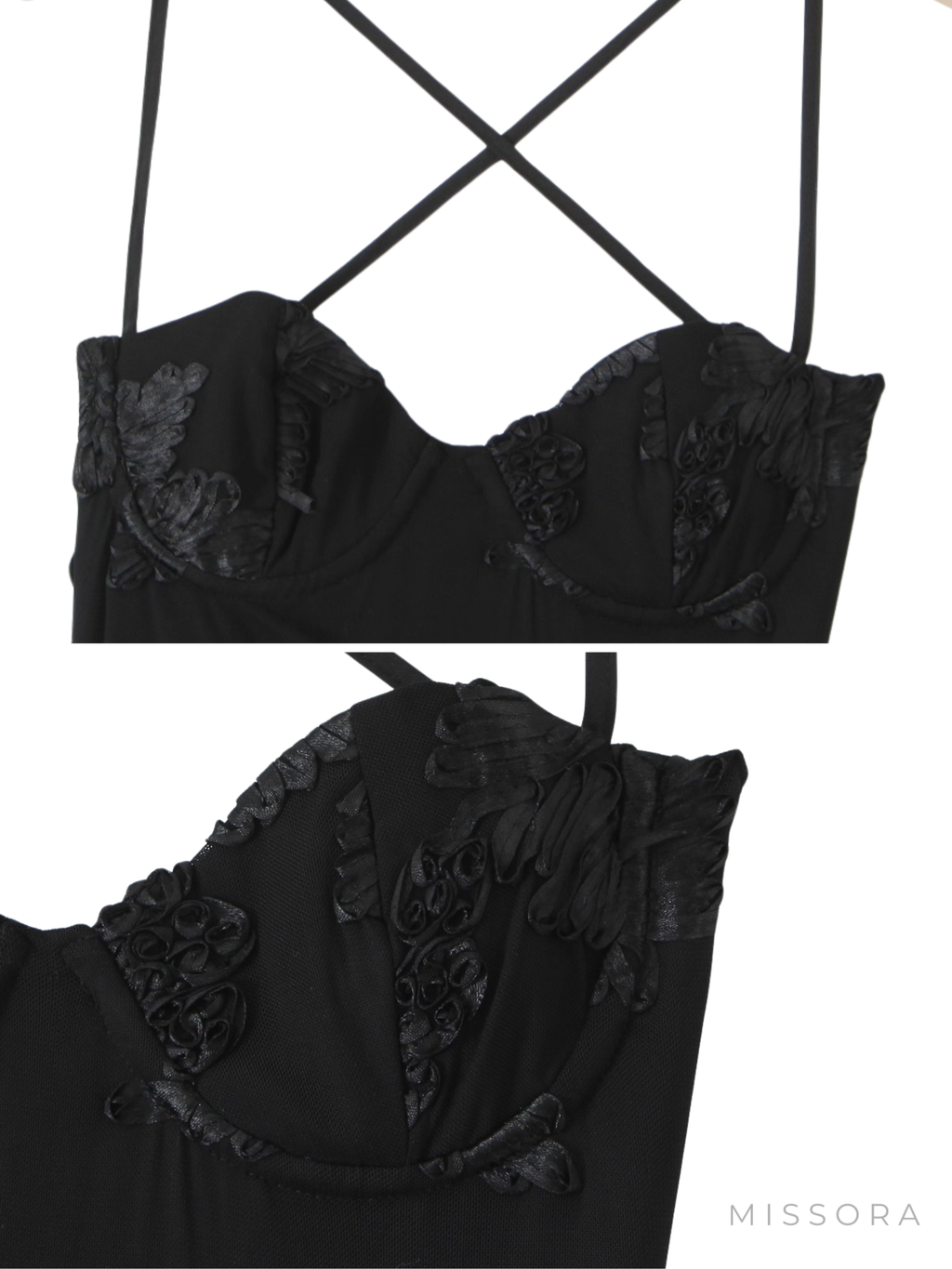 Ashlynne Çiçek İşlemeli Balık Maxi Elbise