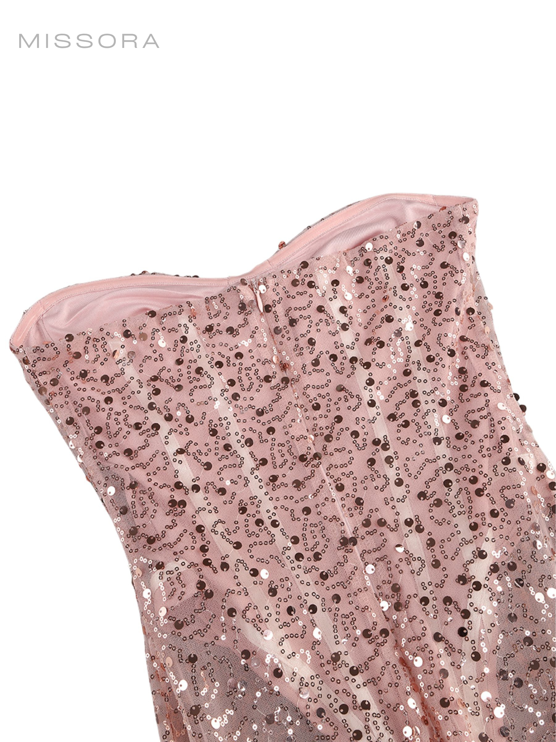 Isabel Payetli Uzun Straplez Elbise