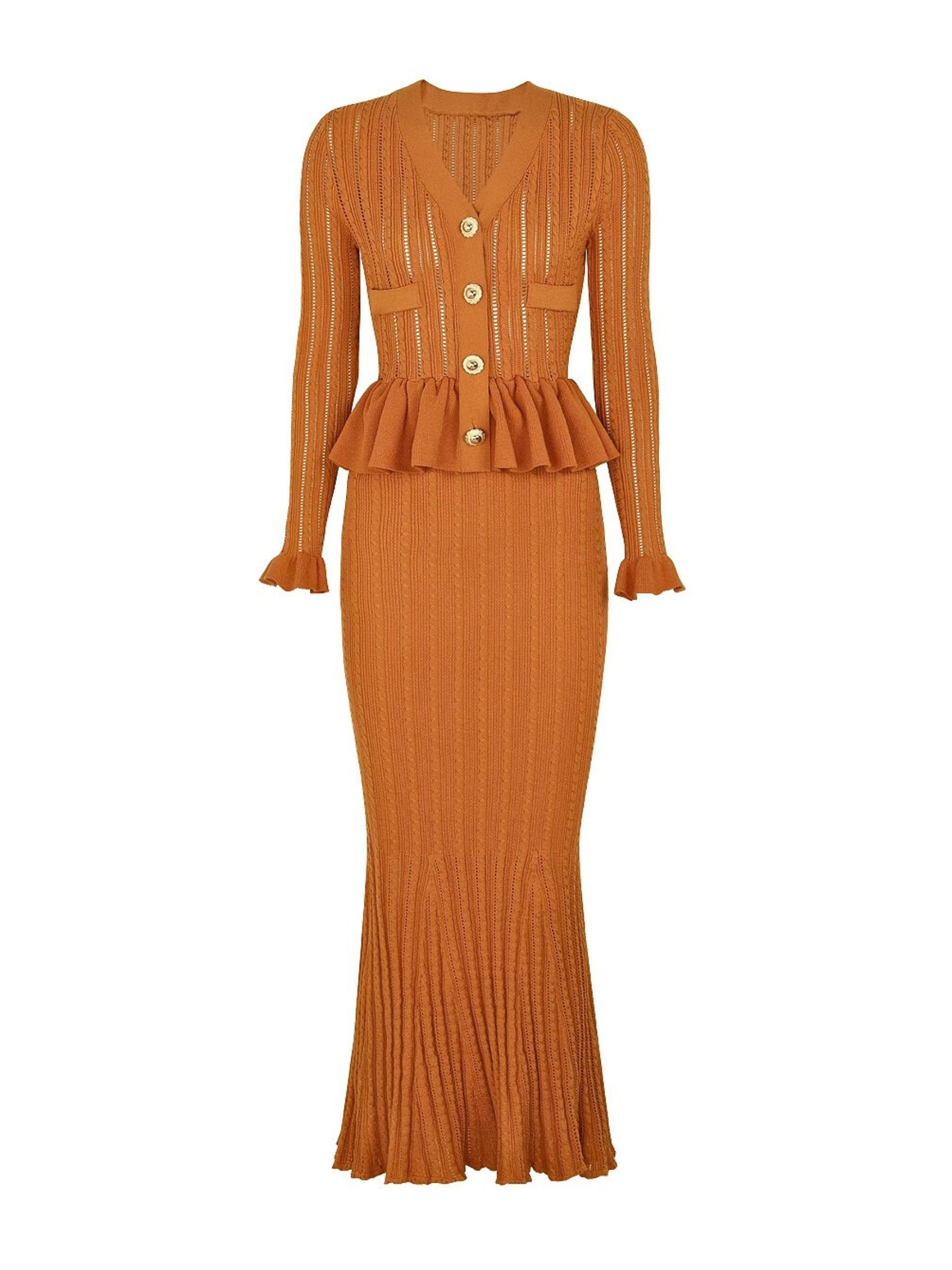 Armoni Örgü V Yaka Balık Elbise