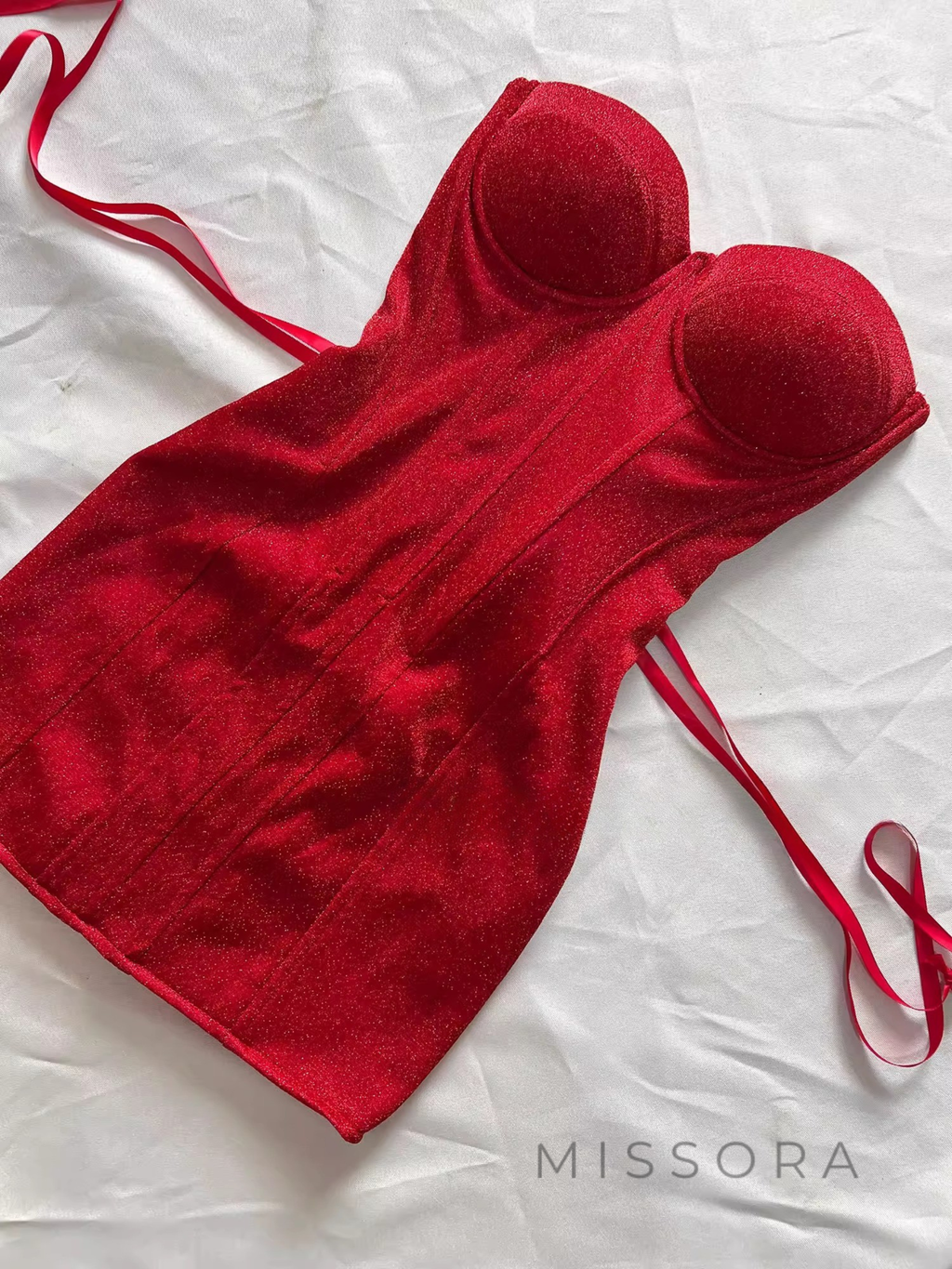 Divya Straplez Işıltılı Mini Elbise