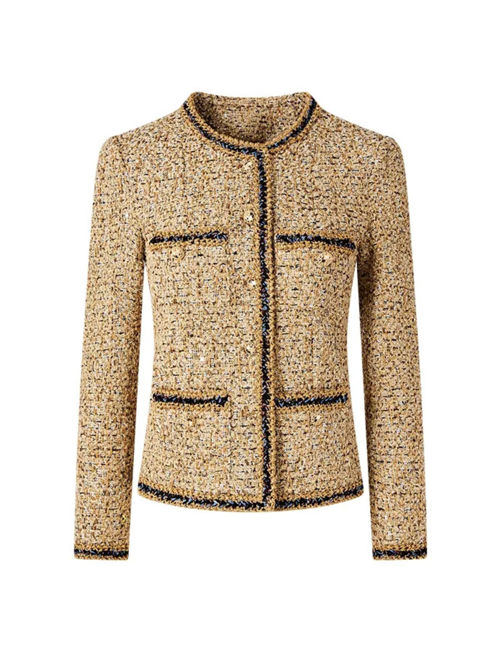 Keyanna Altın Dokulu Tweed Ceket & Şort Takım