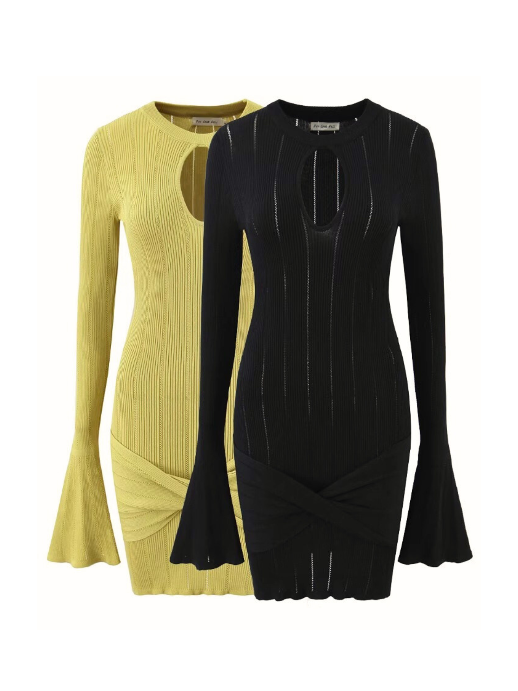 Isa Uzun Kol Örgü Mini Elbise