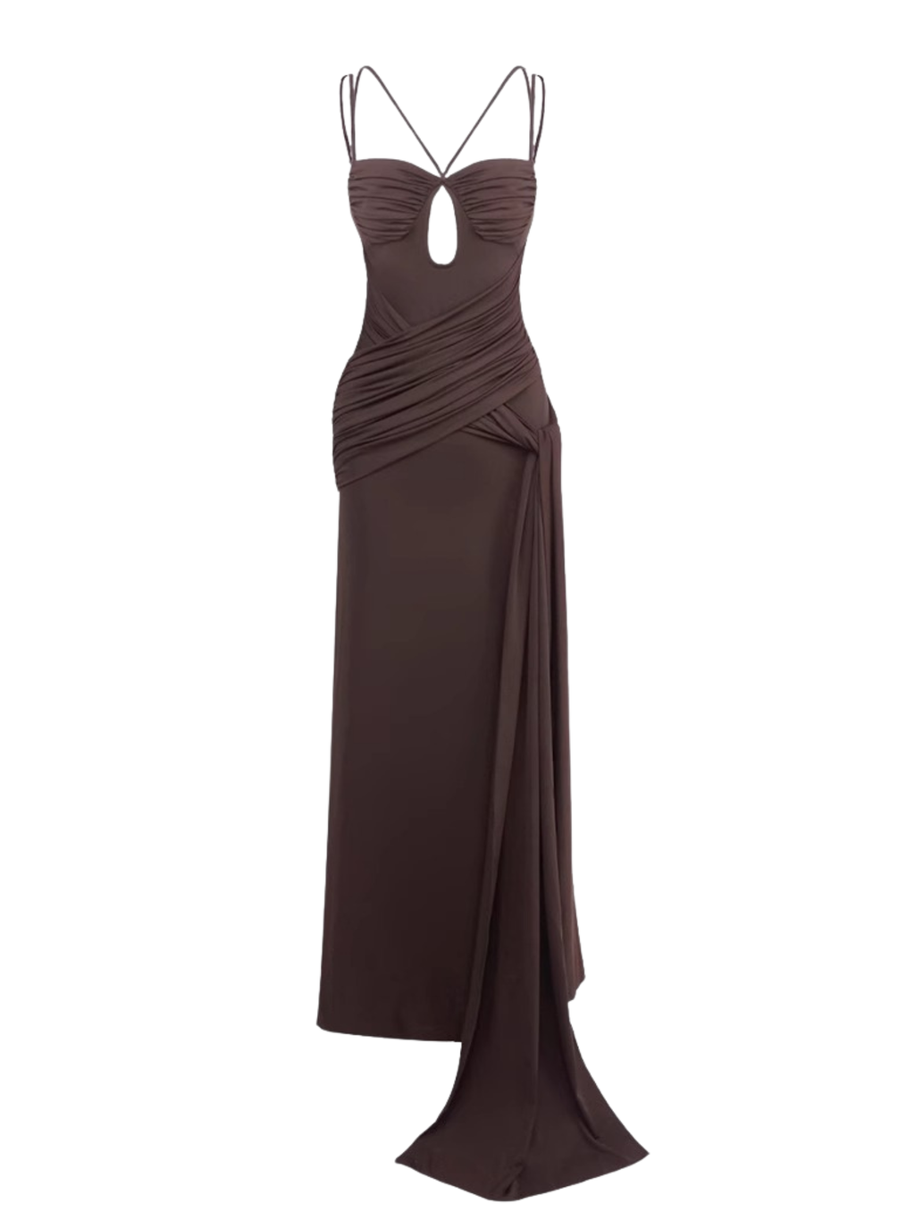 Jacelyn Askılı Drapeli Maksi Elbise