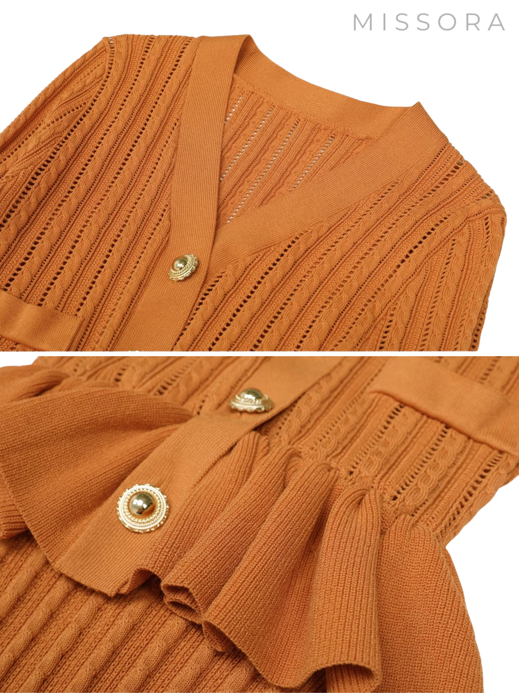 Armoni Örgü V Yaka Balık Elbise