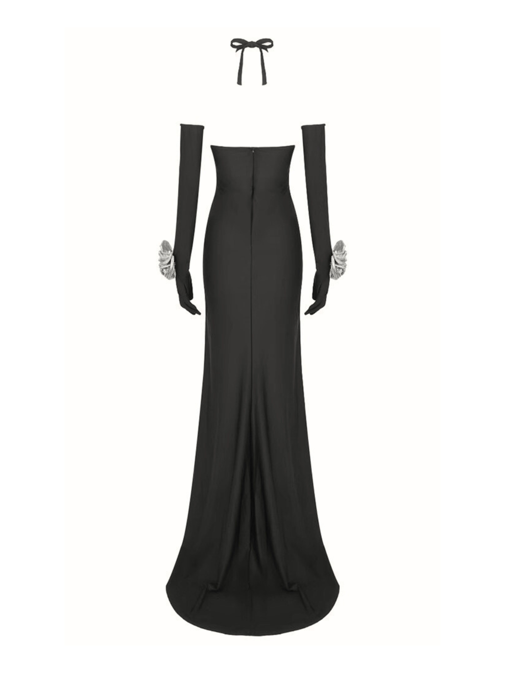 Aurianna Çiçek Detaylı Eldivenli Maxi Elbise