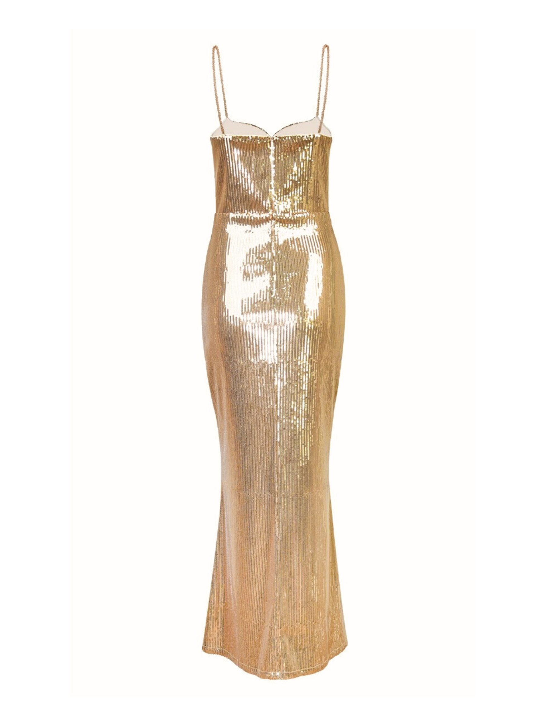 Aline Altın Payetli Elbise