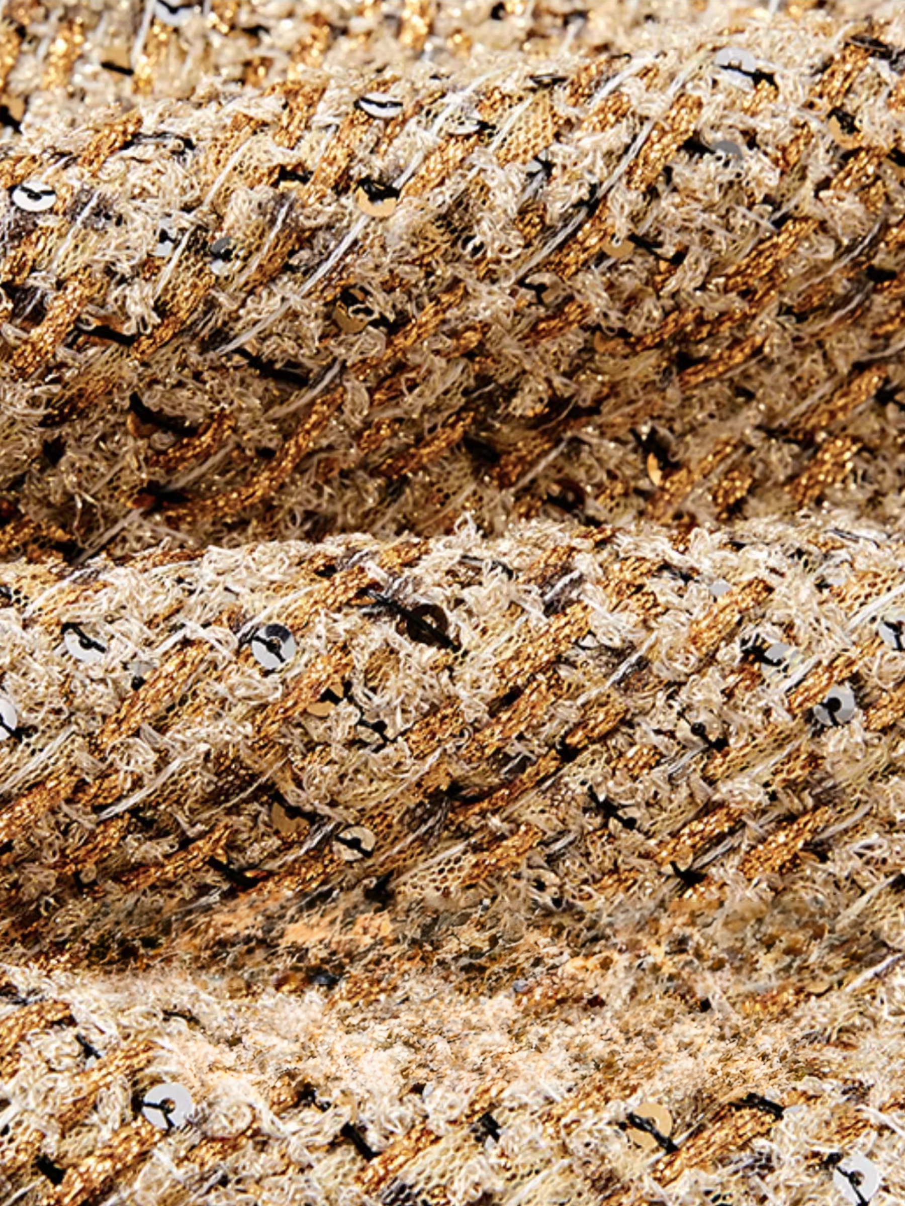 Keyanna Altın Dokulu Tweed Ceket & Şort Takım