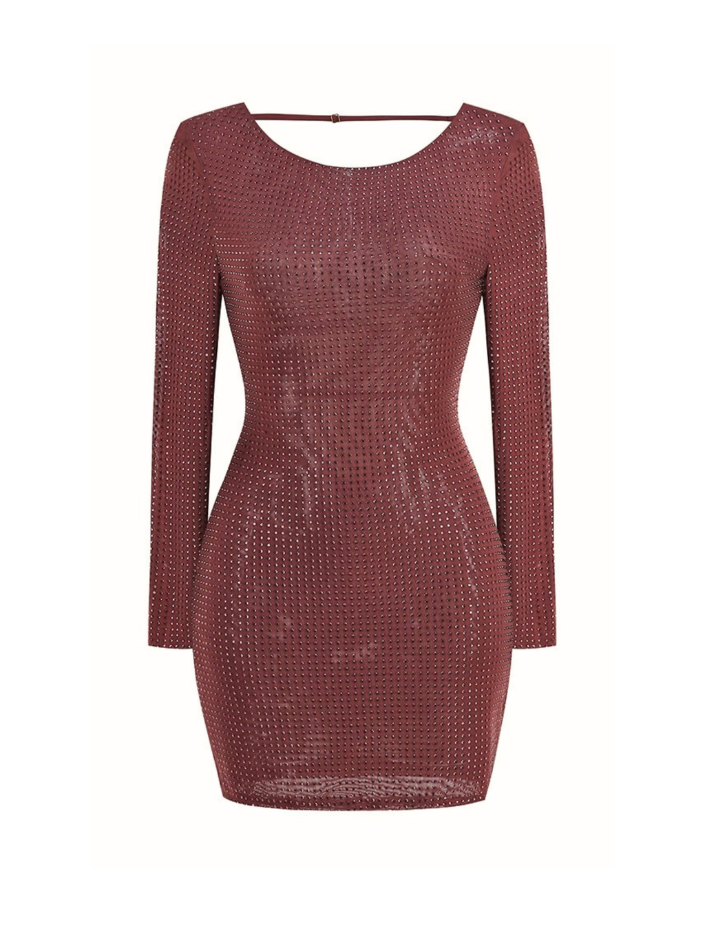 Nyla Sırtı Açık Işıltılı Uzun Kol Mini Elbise