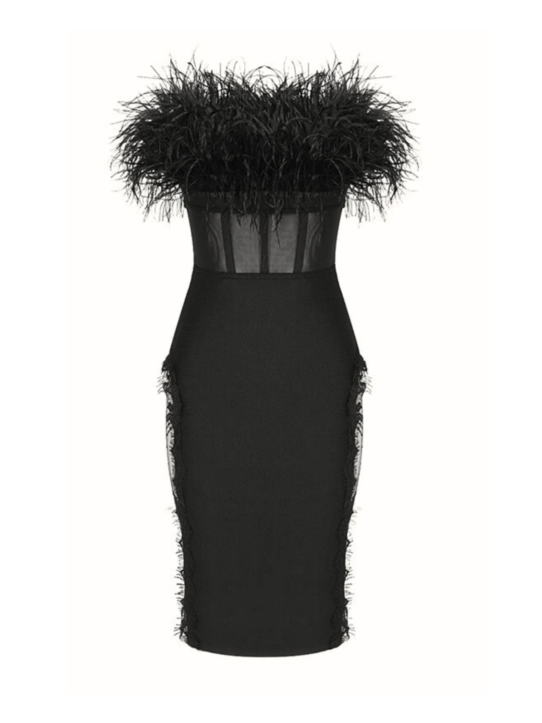 Amora Tüy Detaylı Straplez Elbise