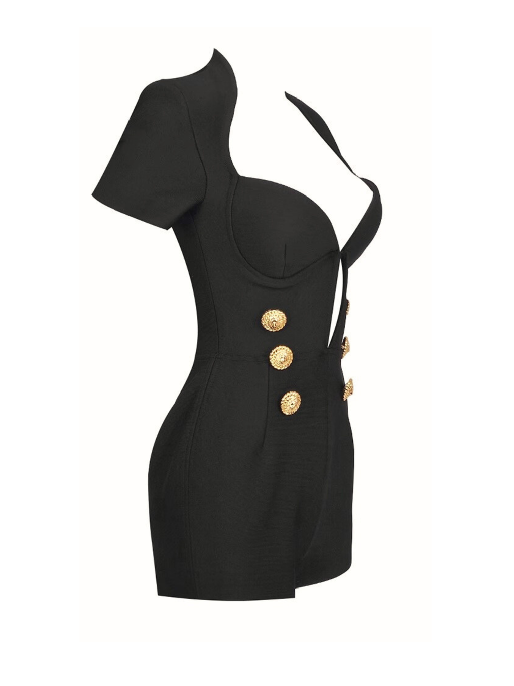 Jean Altın Düğme Detaylı Bandaj Tulum