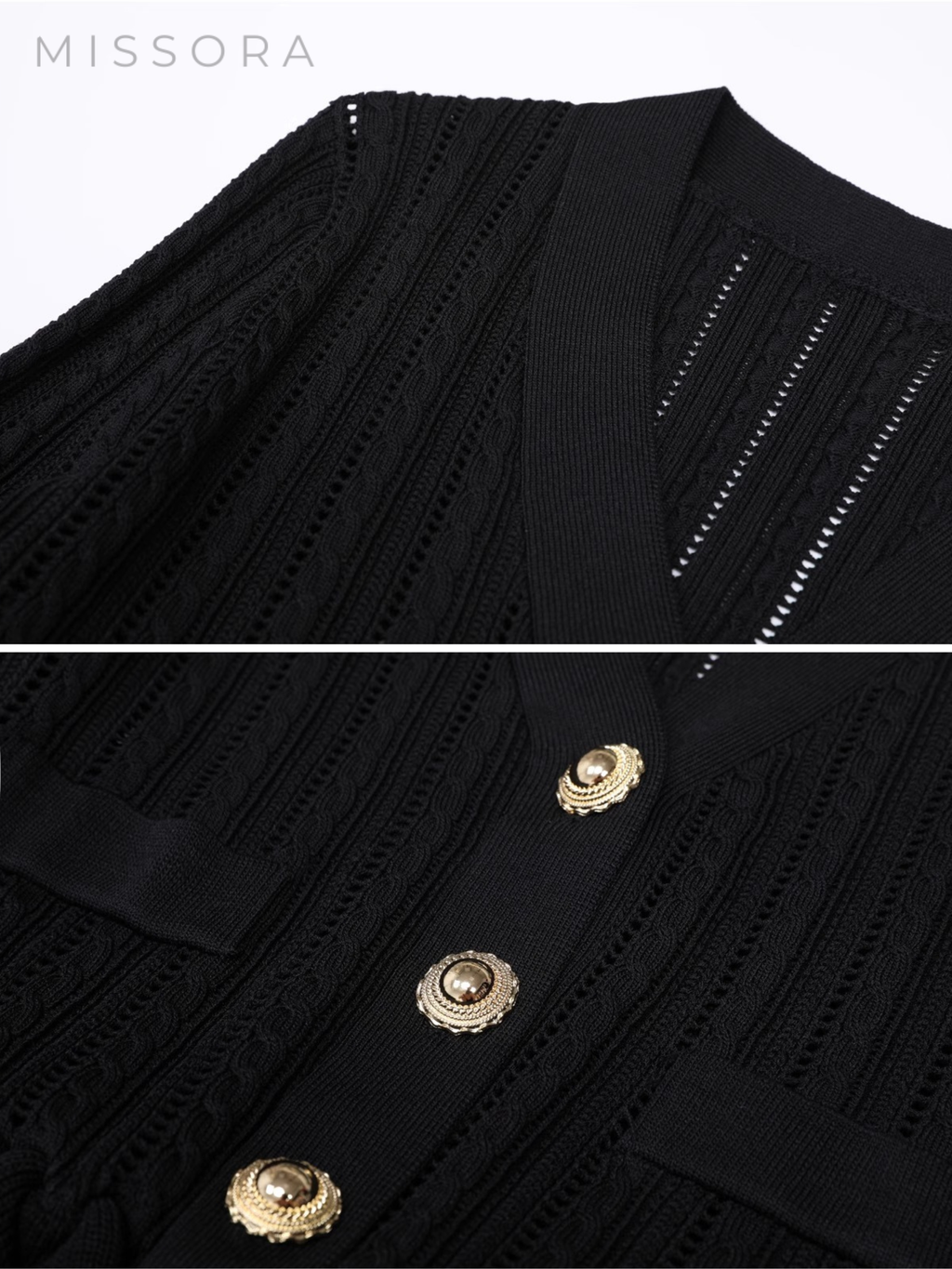 Armoni Örgü V Yaka Balık Elbise