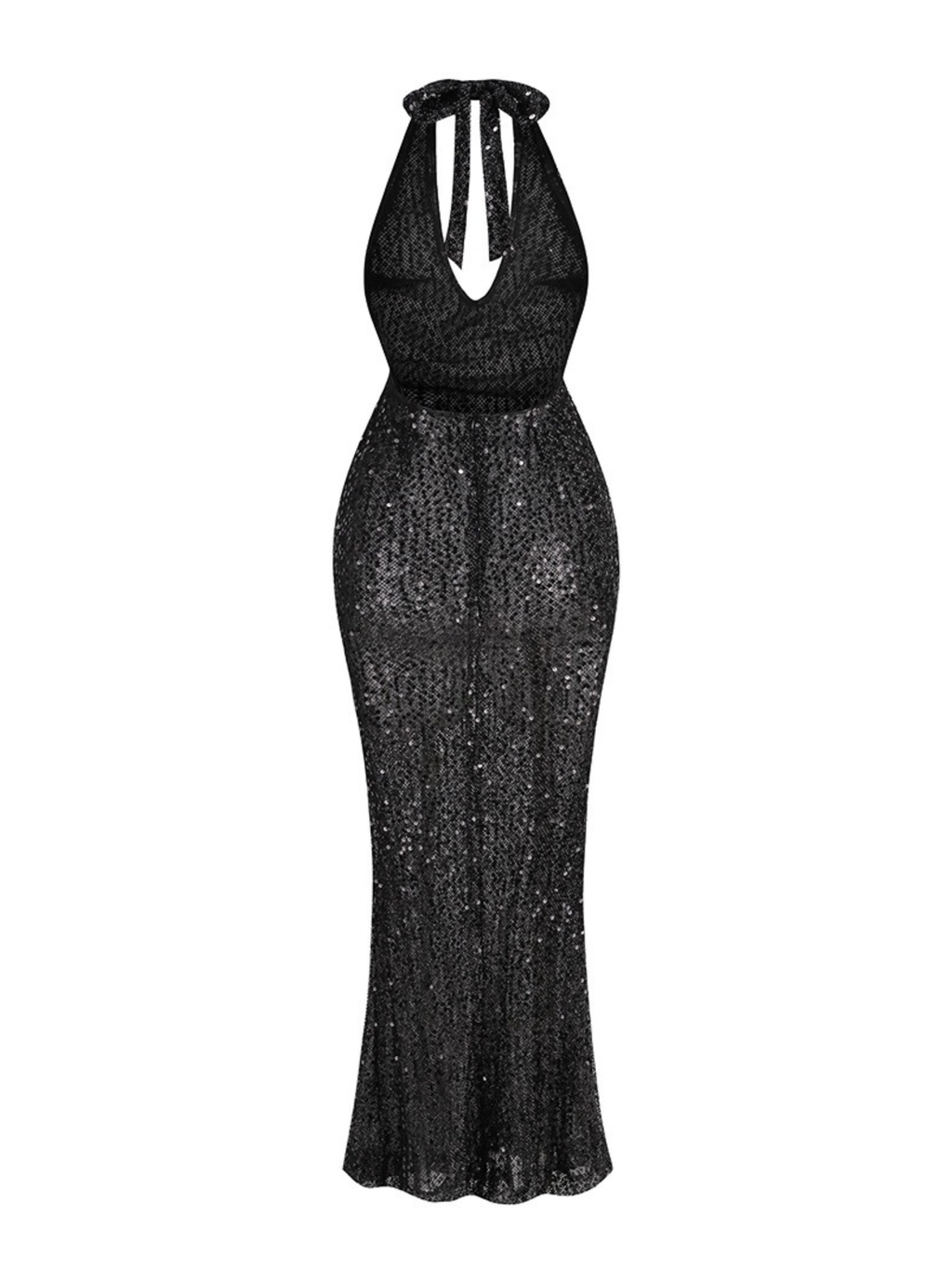 Clare Işıltılı Transparan Maksi Elbise