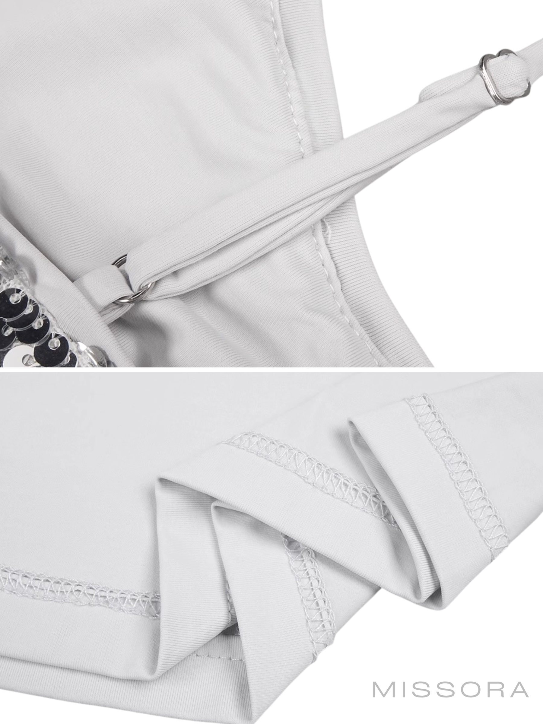 Denisse Gümüş Payetli Askılı Maksi Elbise