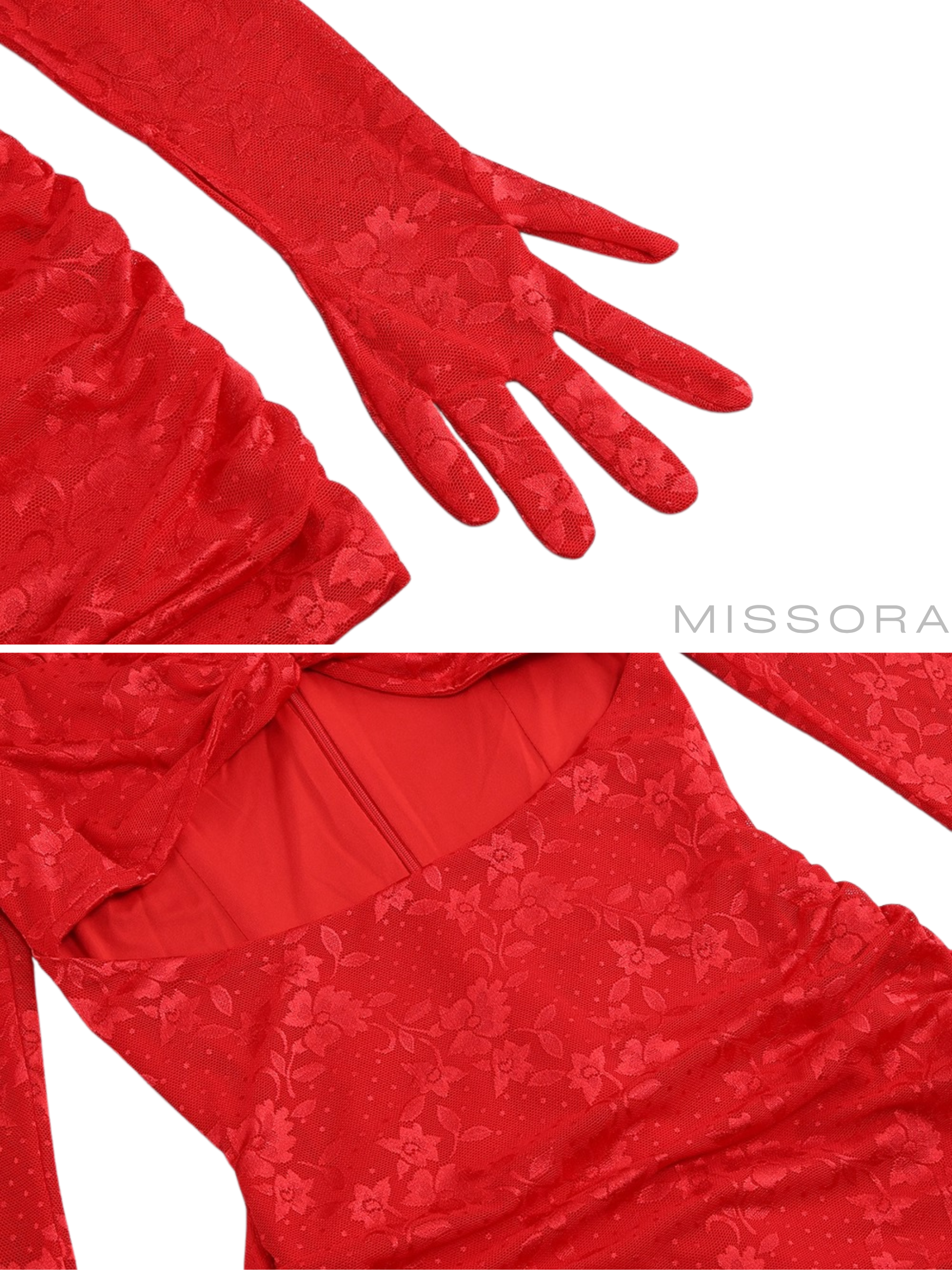 Andersyn Dekolteli Dantelli Mini Elbise