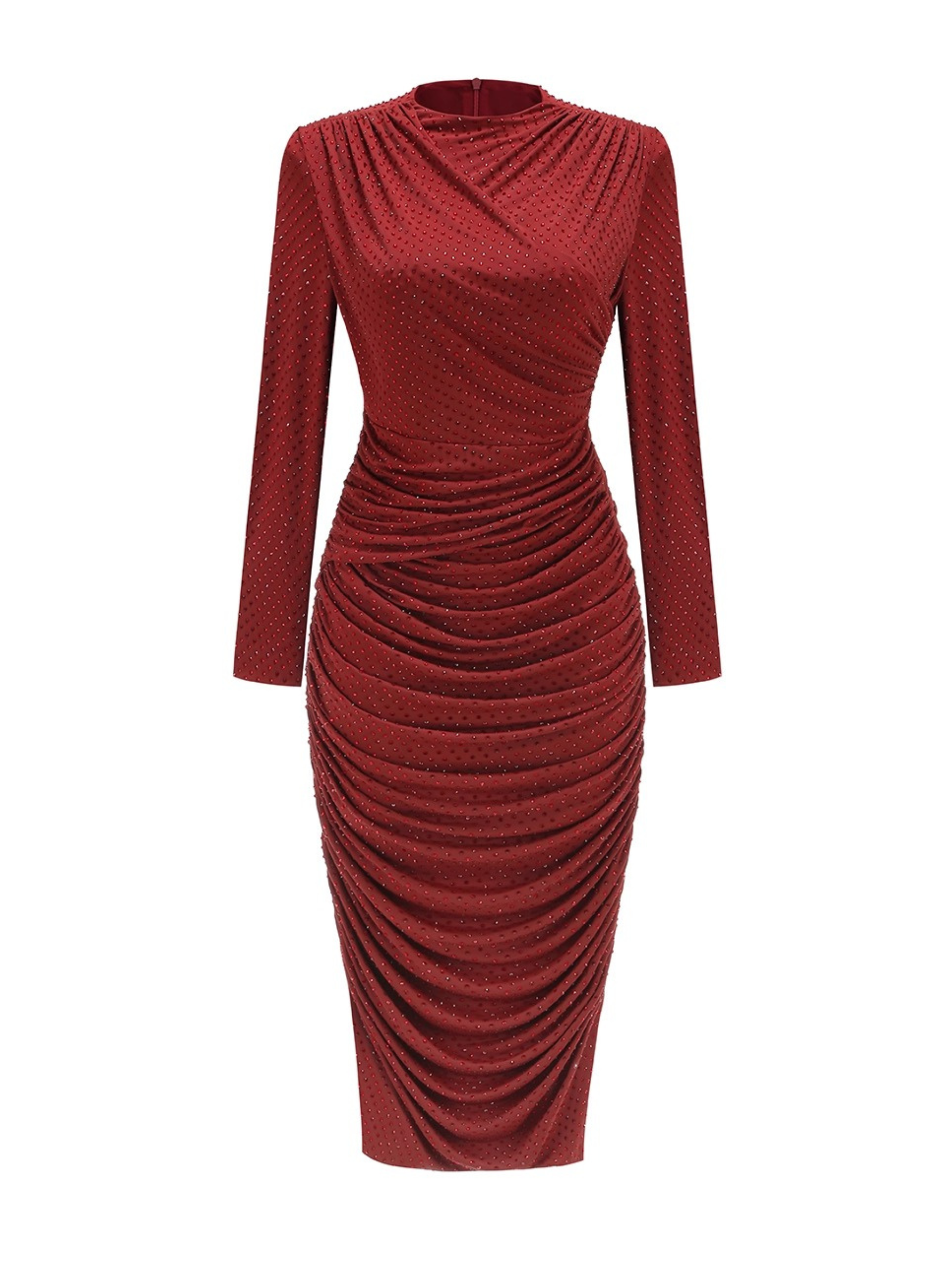 Venice Işıltılı Uzun Kol Maksi Elbise