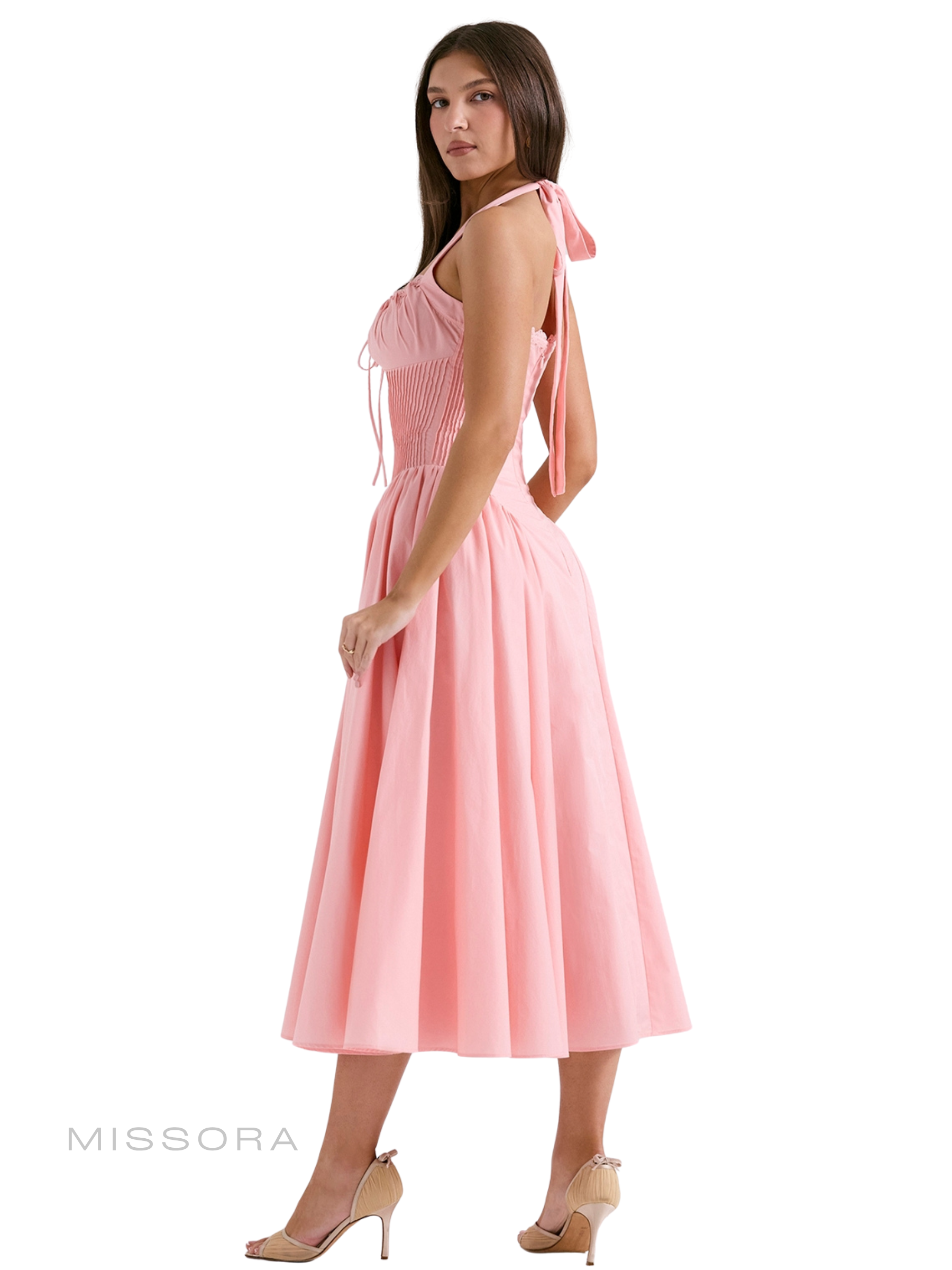 Kenzli Halter Midi Elbise - Pembe