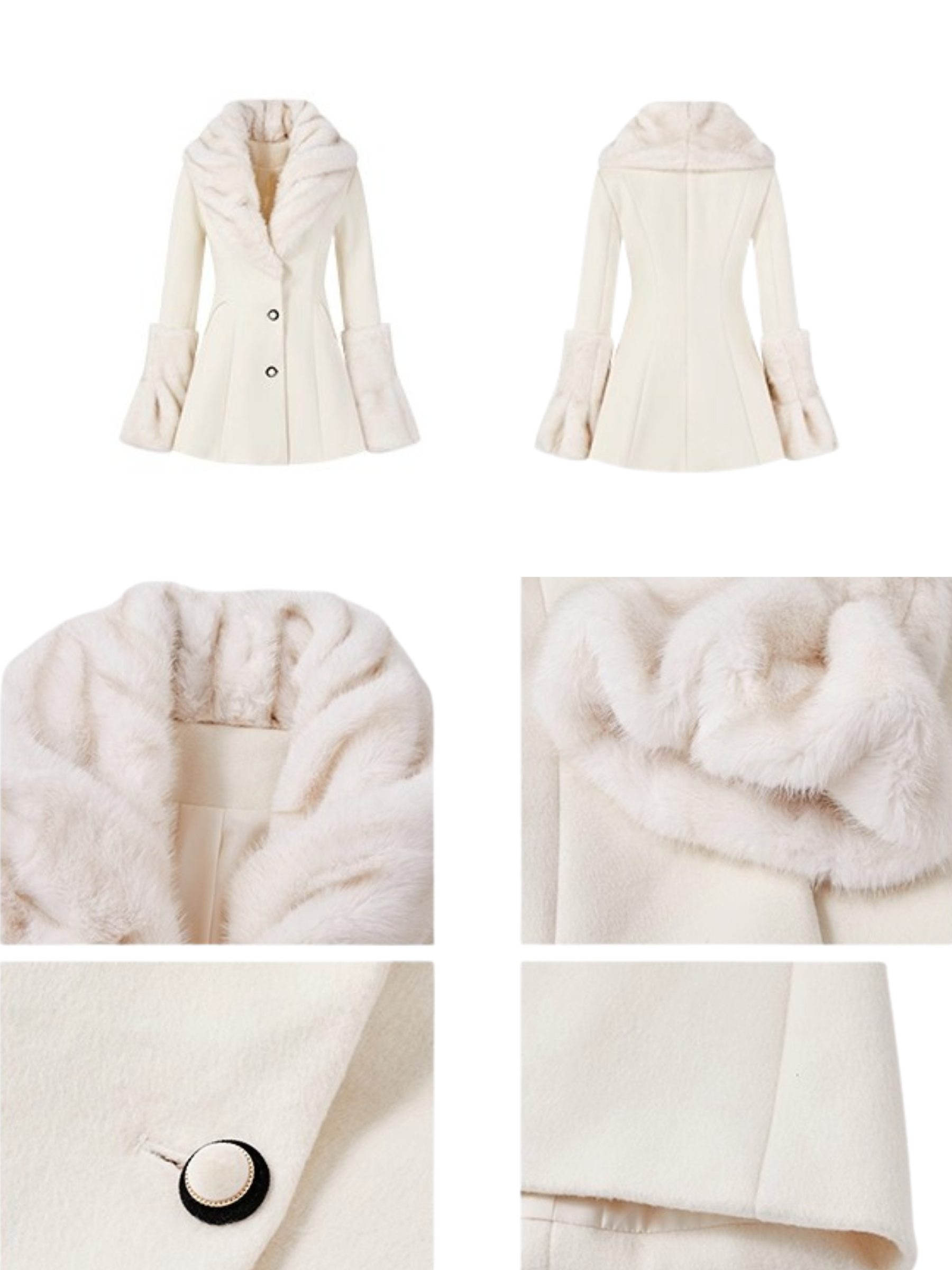 Amelia Kürk Detaylı Yün Kaban