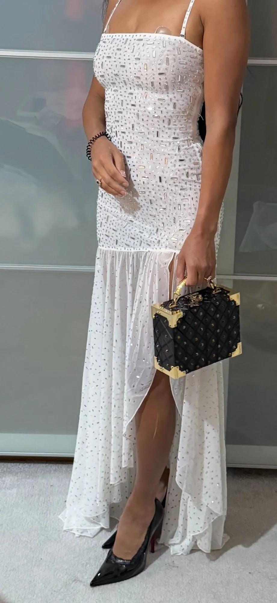 Caylie Işıltılı Straplez Tül Maxi Elbise